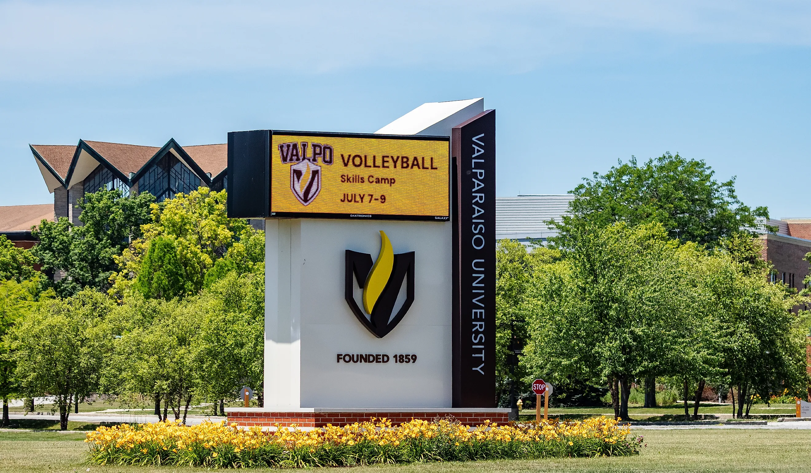  Valparaiso University sign. Editorial credit: KK Stock / Shutterstock.com