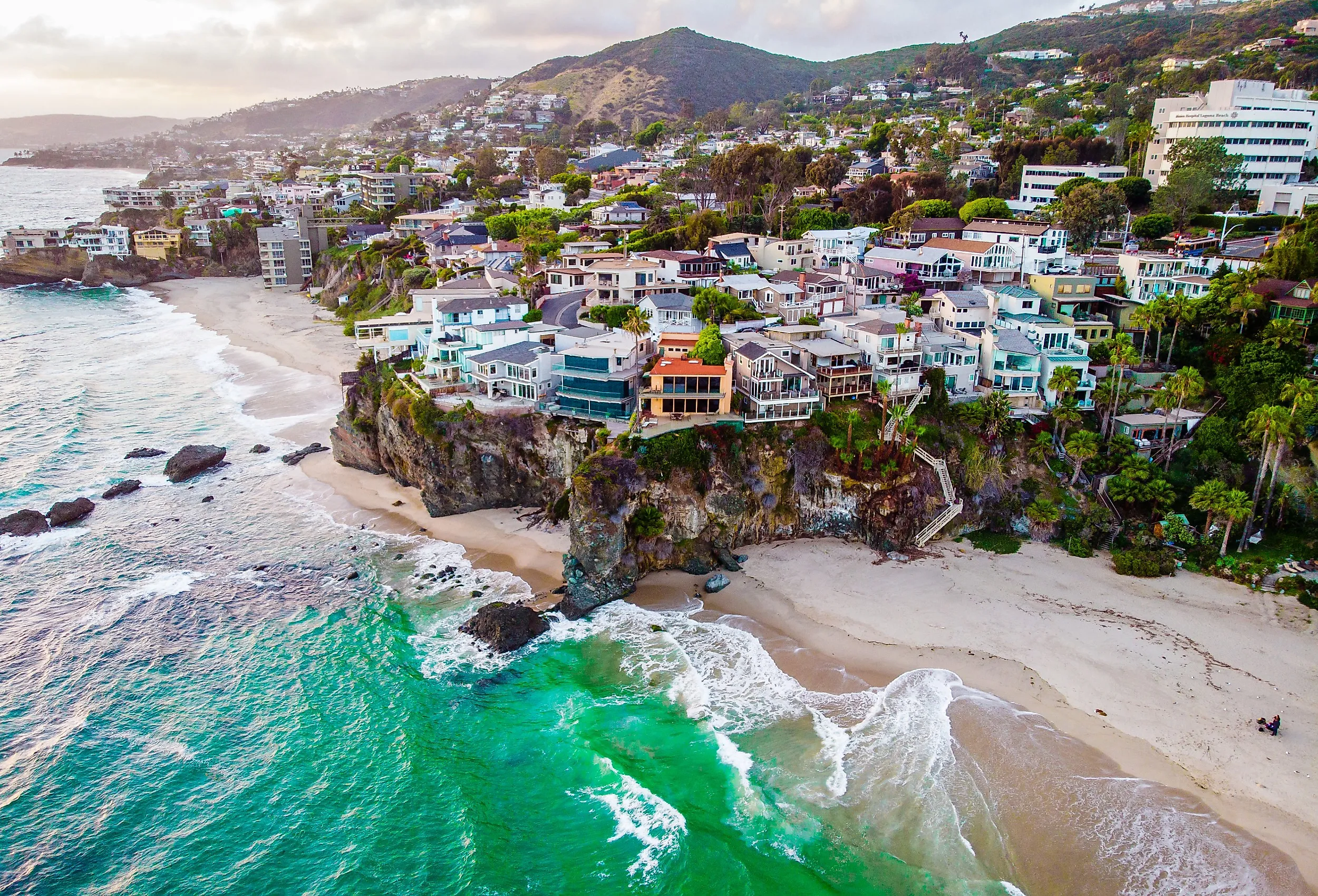 Luxury buildings along the coast of Laguna Beach, California.