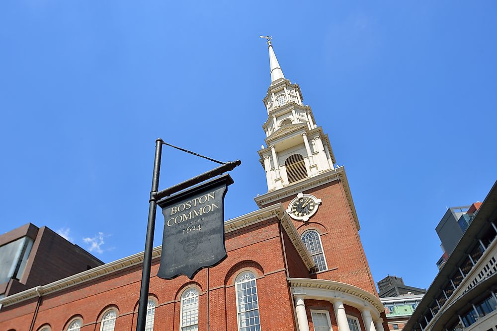 Park Street Church and Boston Common sign