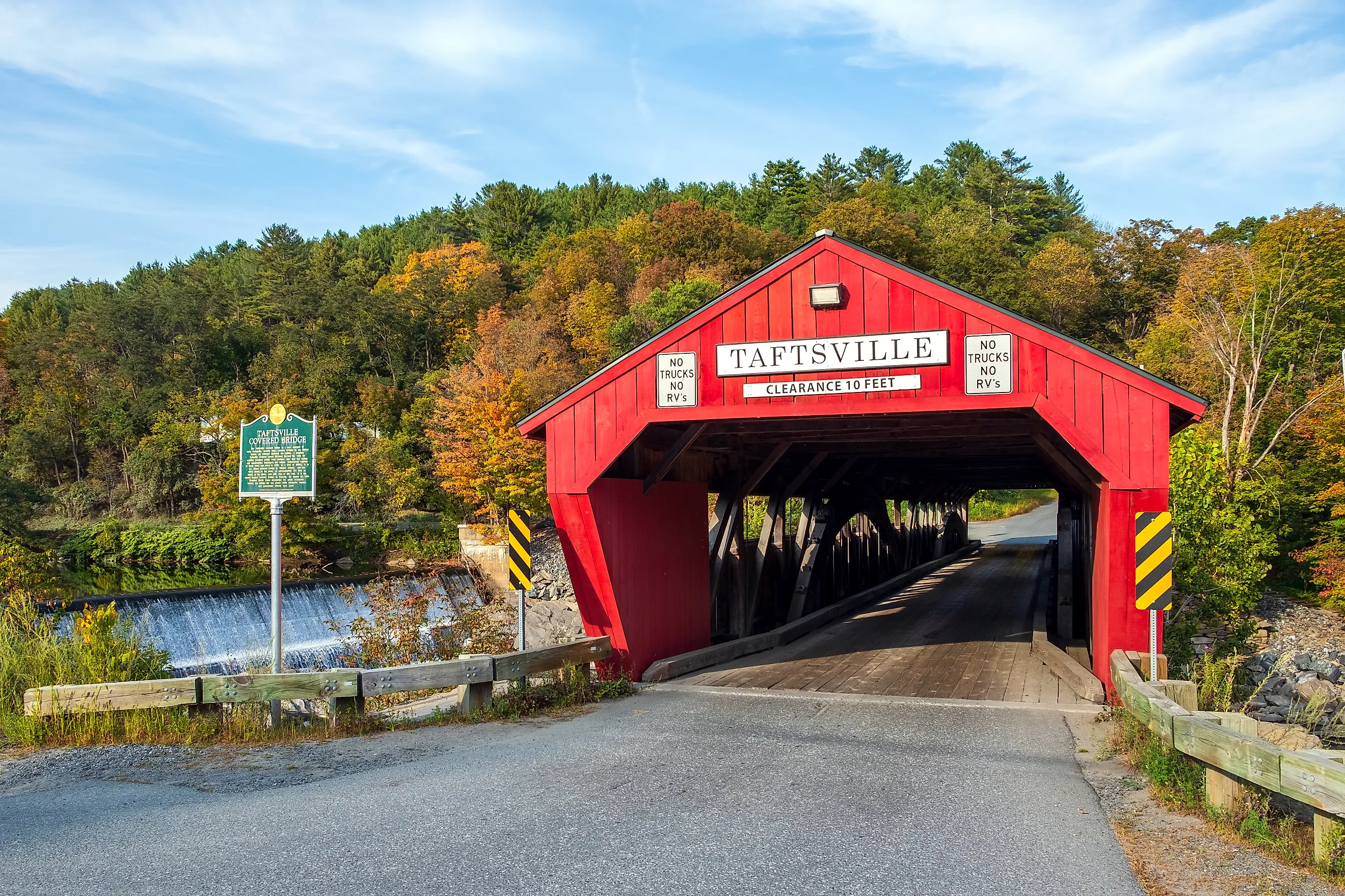 The historic Taftsville Covered Bridge in Woodstock, Vermont.