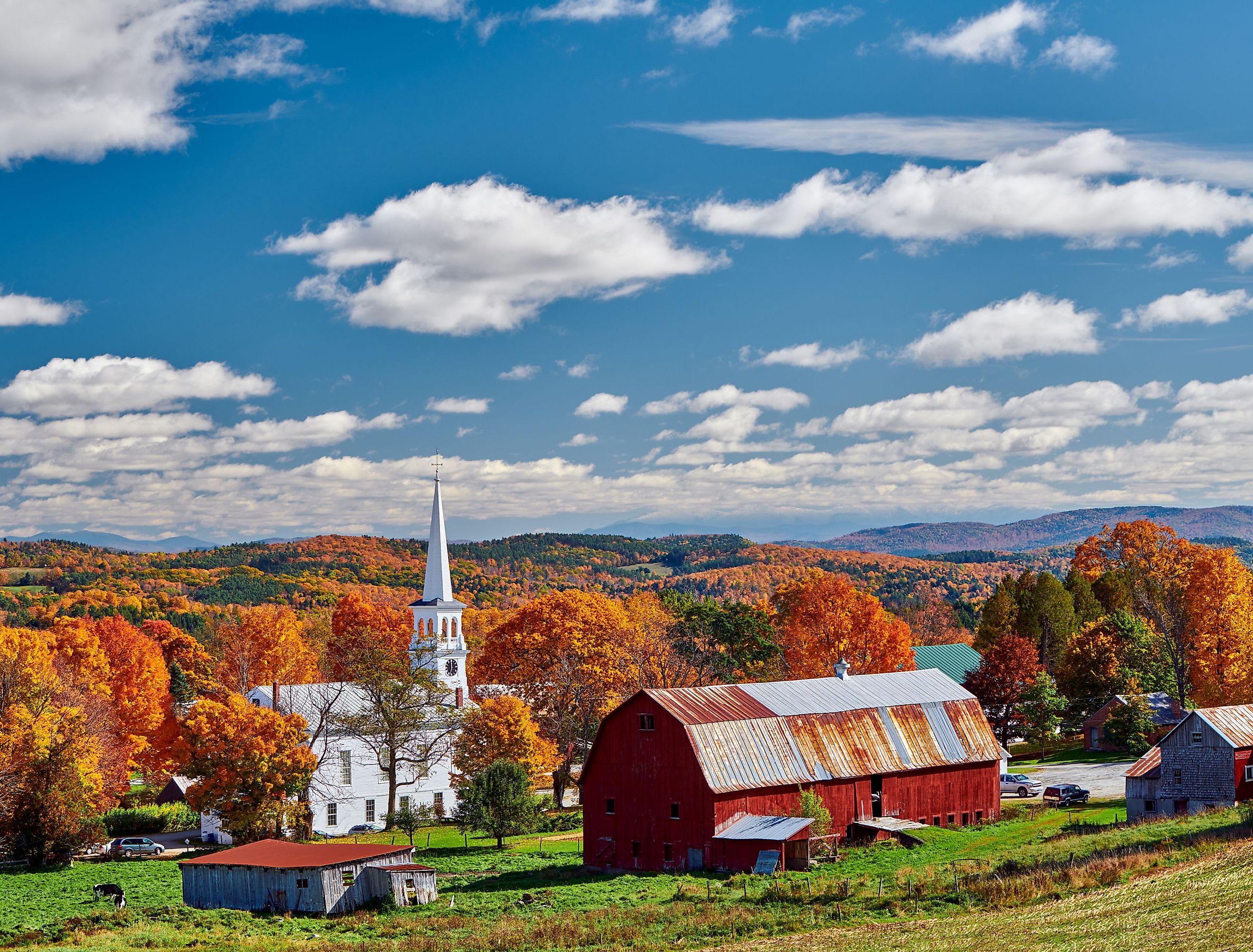 Church and farm in Vermont. Image credit haveseen via shutterstock