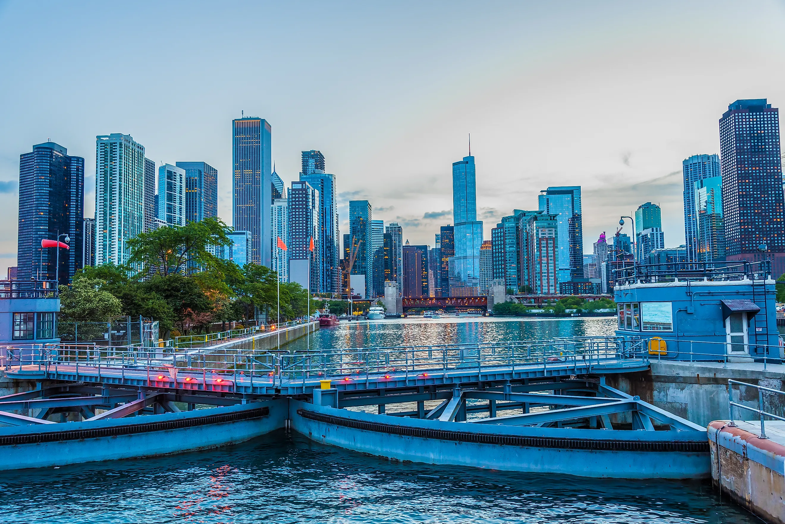 Chicago Harbor Lock in Chicago River in Chicago, Illinois 