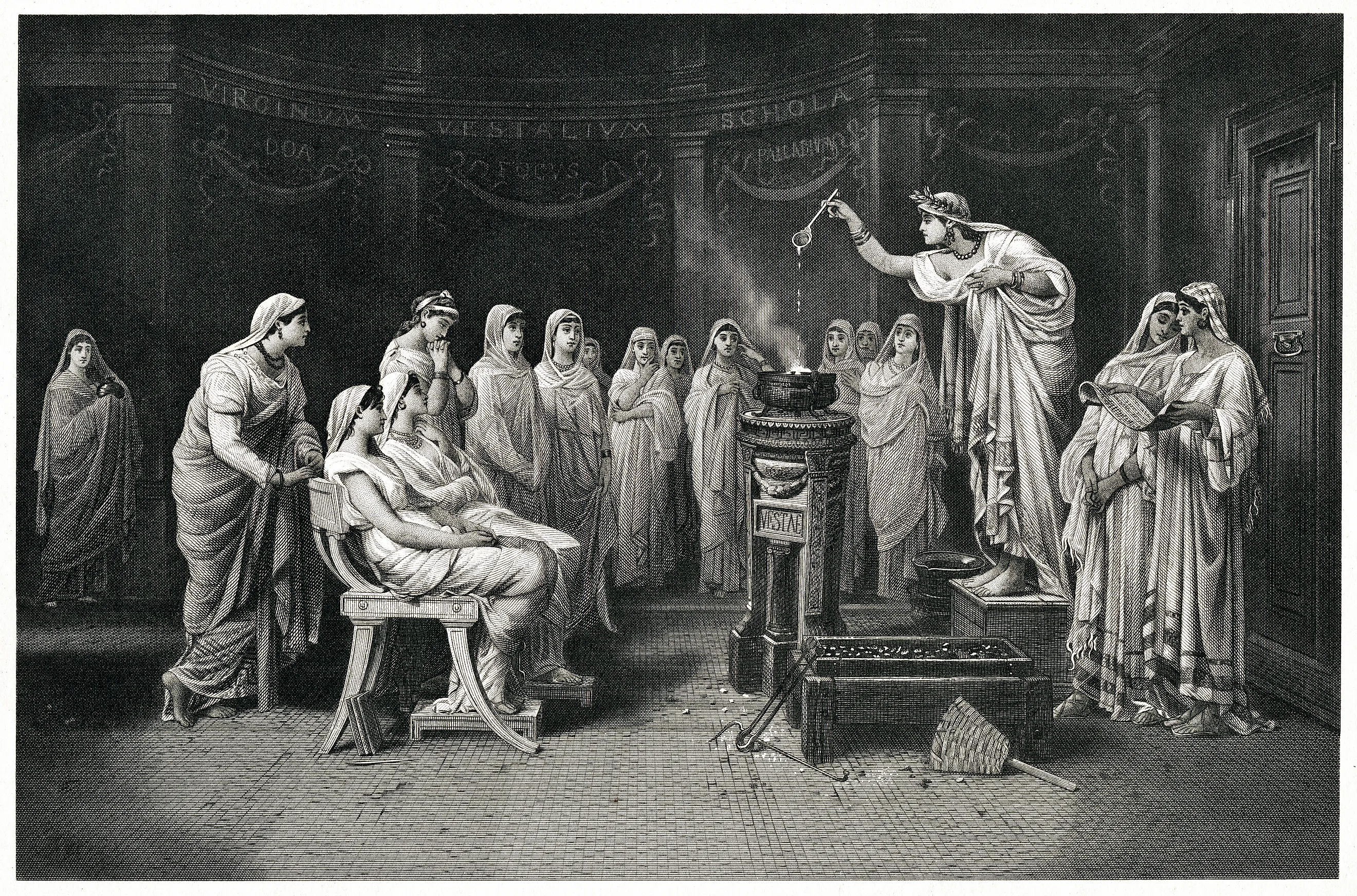 Engraving From 1882 Featuring The Vestal Virgins Of Ancient Rome.