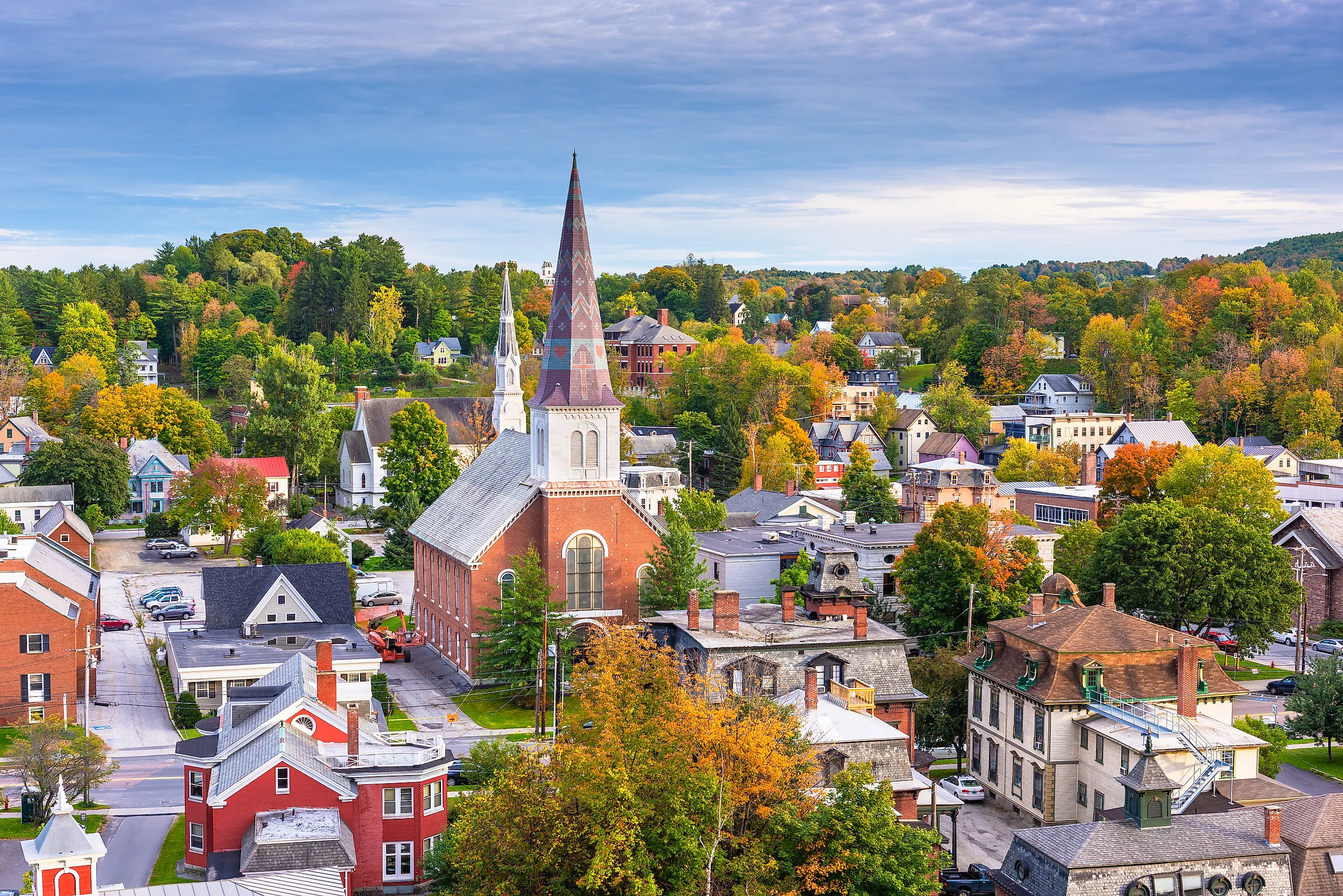 Aerial view of Montpelier, Vermont.