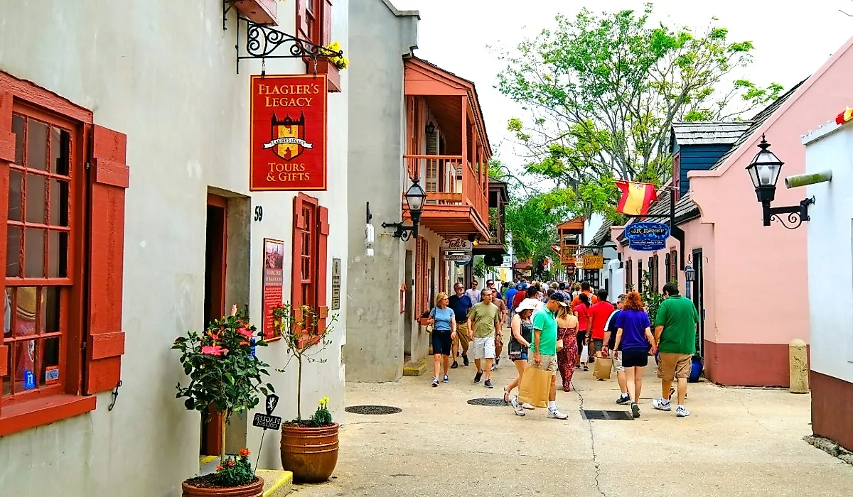 St George shopping district in the Historic St. Augustine, Florida. Image credit Dennis MacDonald via Shutterstock