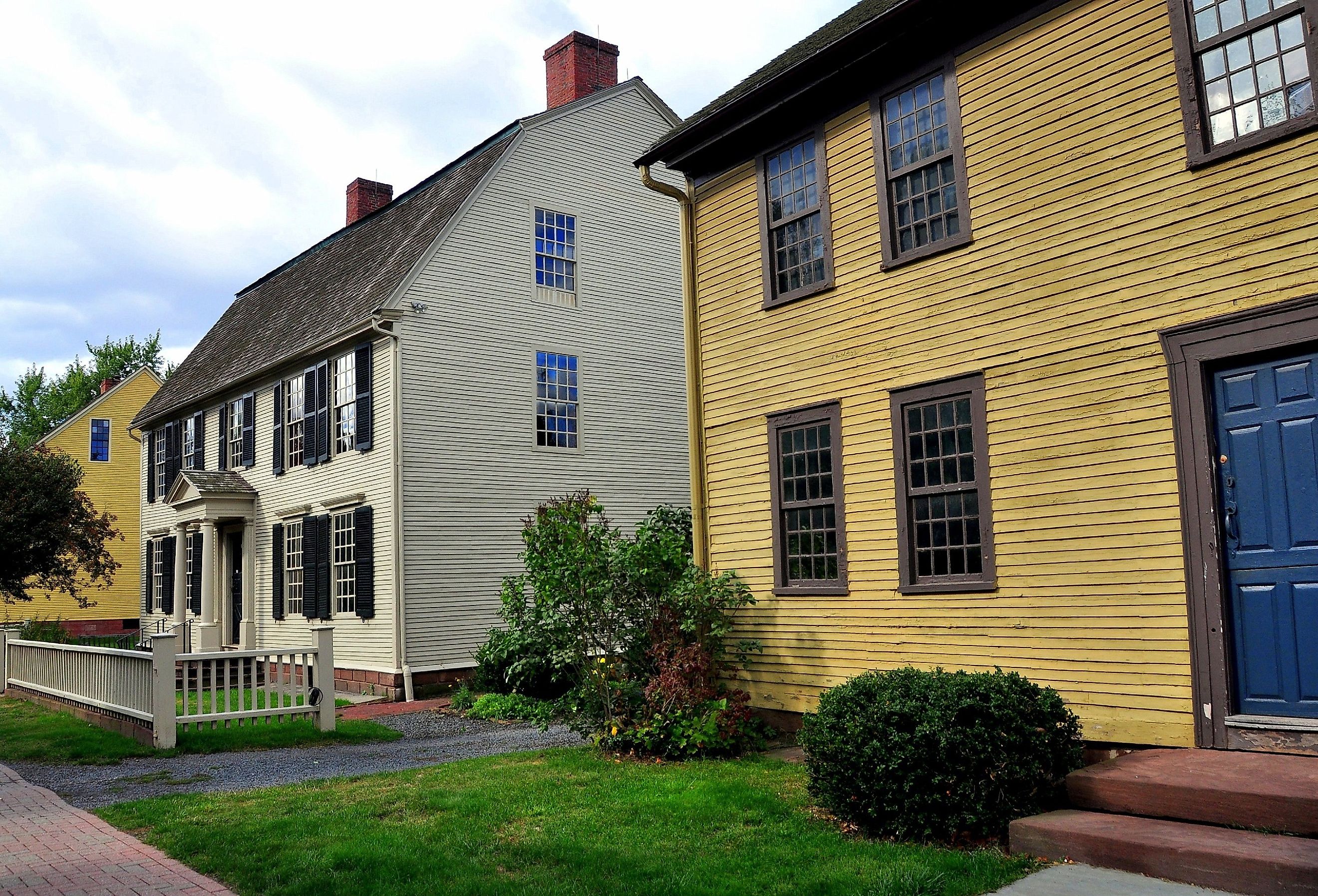 The Silas Deane House, the Joseph Webb House, and the Isaac Stevens House (left to right), Wethersfield, Connecticut.
