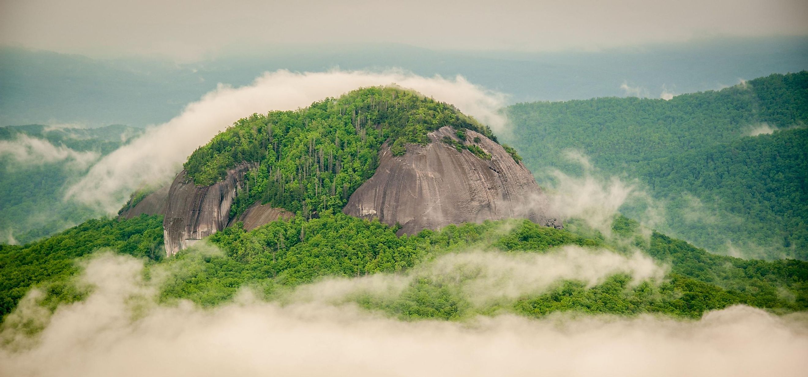Looking Glass Rock in Pisgah National Forest, NC. Image credit jadimages via Shutterstock
