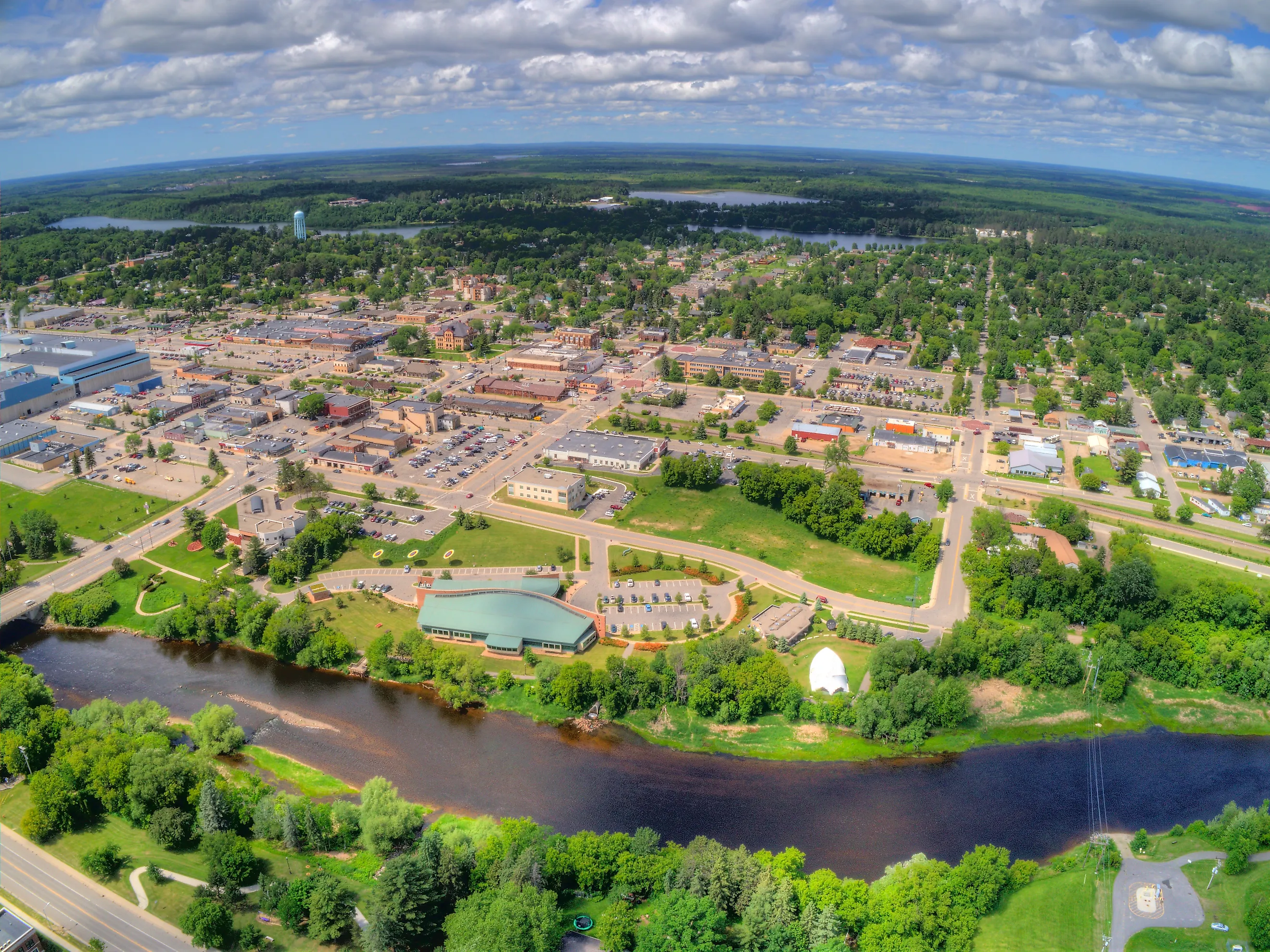 The Mississippi River flows by Grand Rapids, Minnesota.