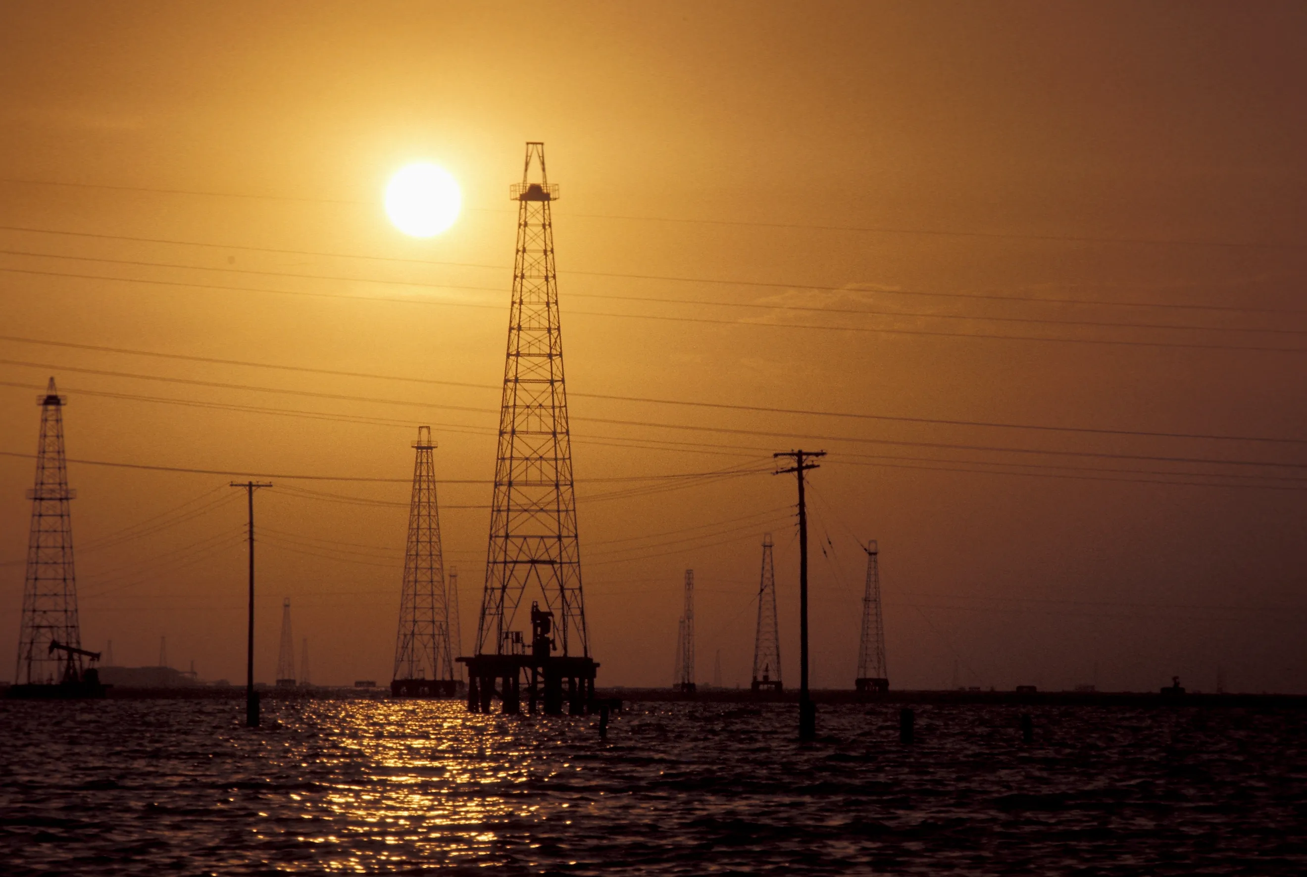 Petroleum drilling in Lake Maracaibo, Venezuela. 