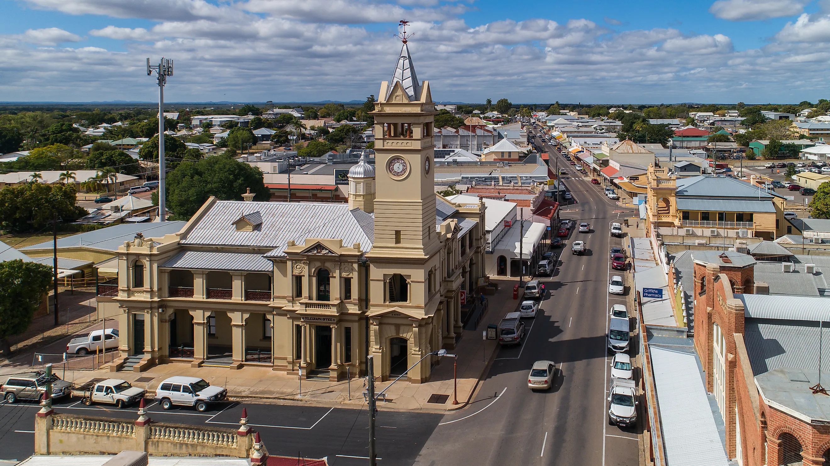 The historic main street and clock tower in Charters Towers, Queensland. Image Credit: Cam Laird / Shutterstock