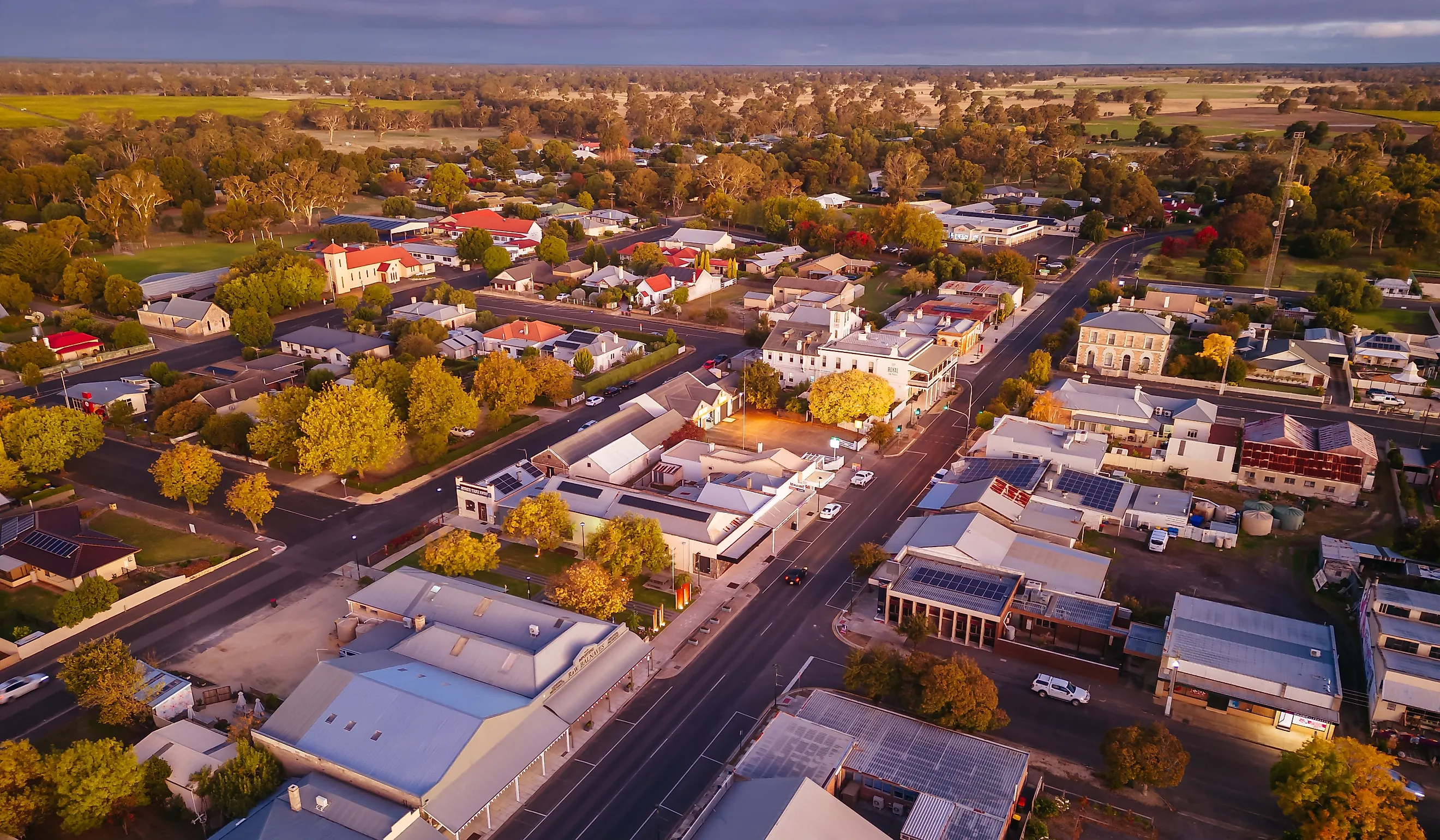 Aerial view of Penola, South Australia.