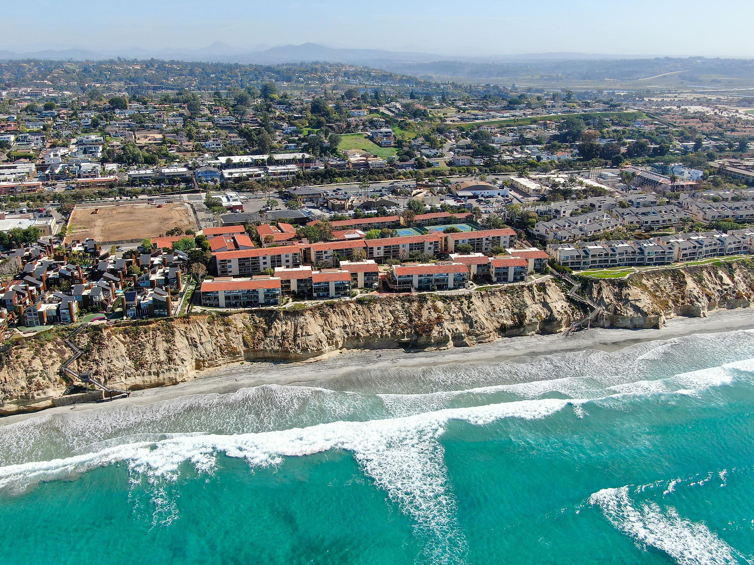 Aerial view of Solana Beach, California.