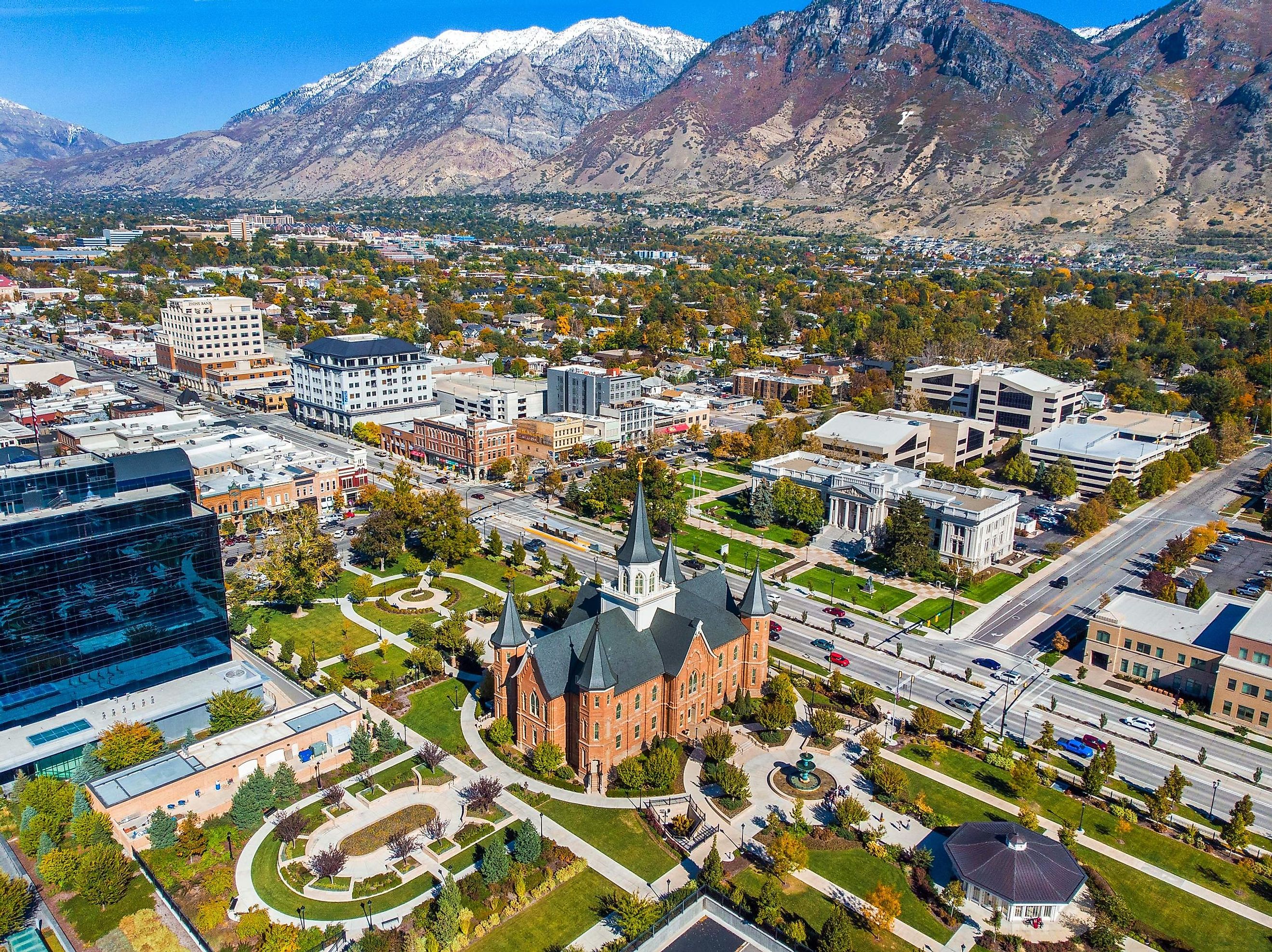 An aerial view of downtown provo Utah