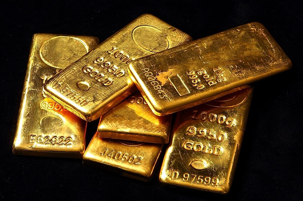 Gold bars on a dark background.