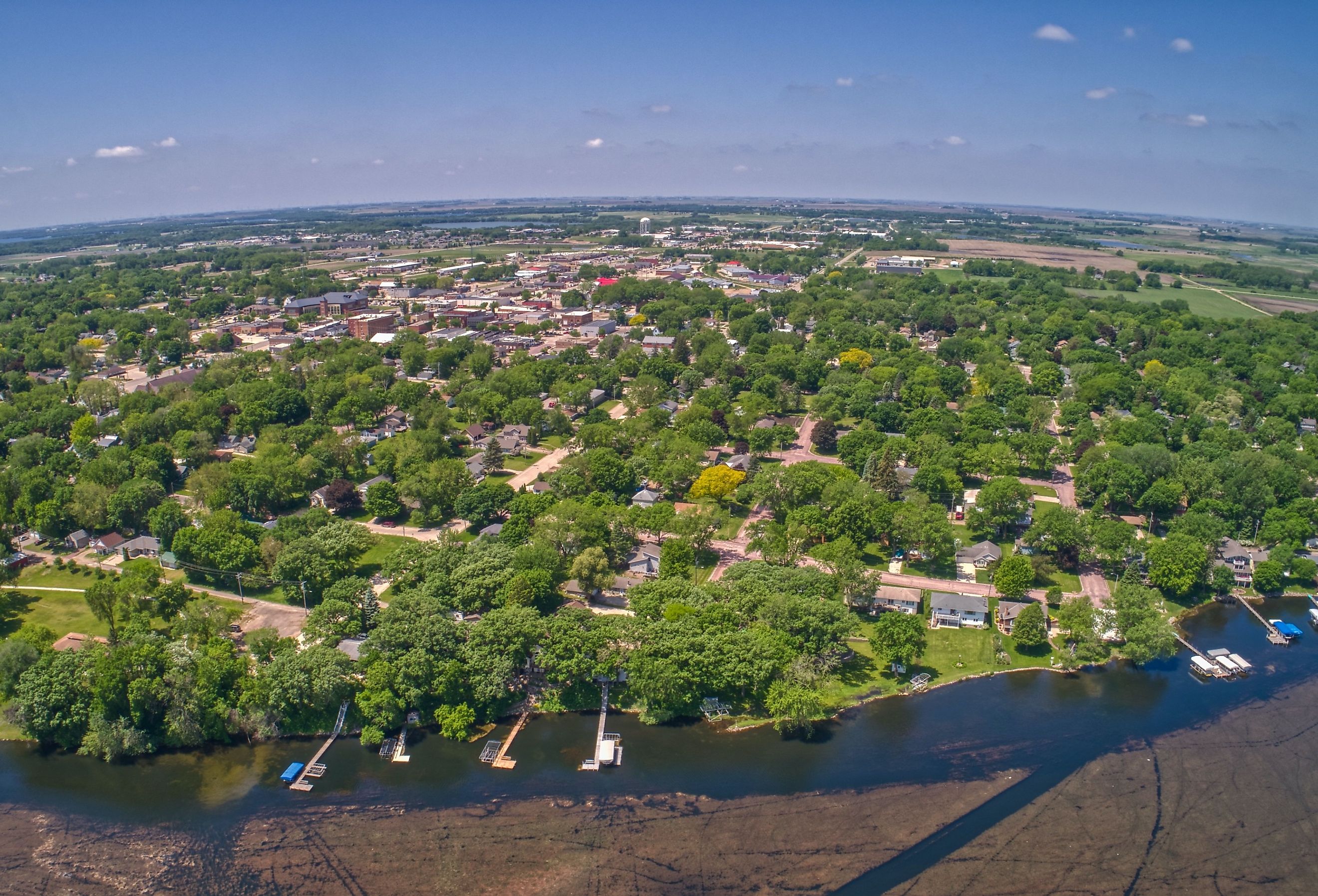 Aerial view of Spirit Lake, Iowa.