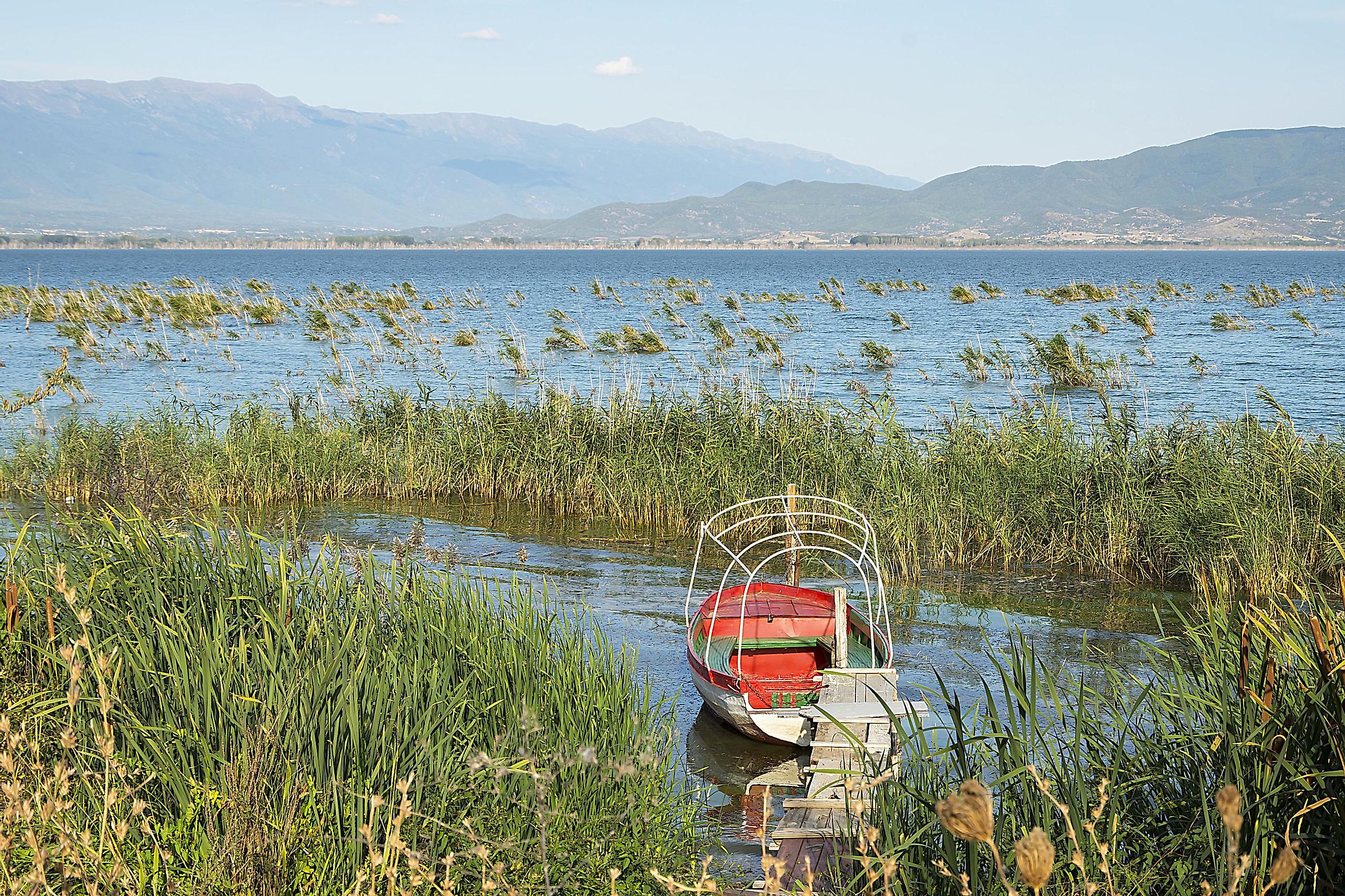 Doiran Lake located at the border of Greece and Republic of Macedonia.