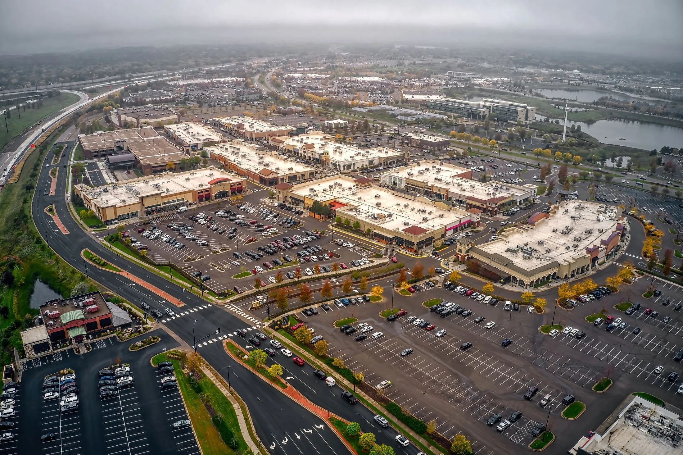 Aerial view of the Twin Cities suburb of Maple Grove, Minnesota. 