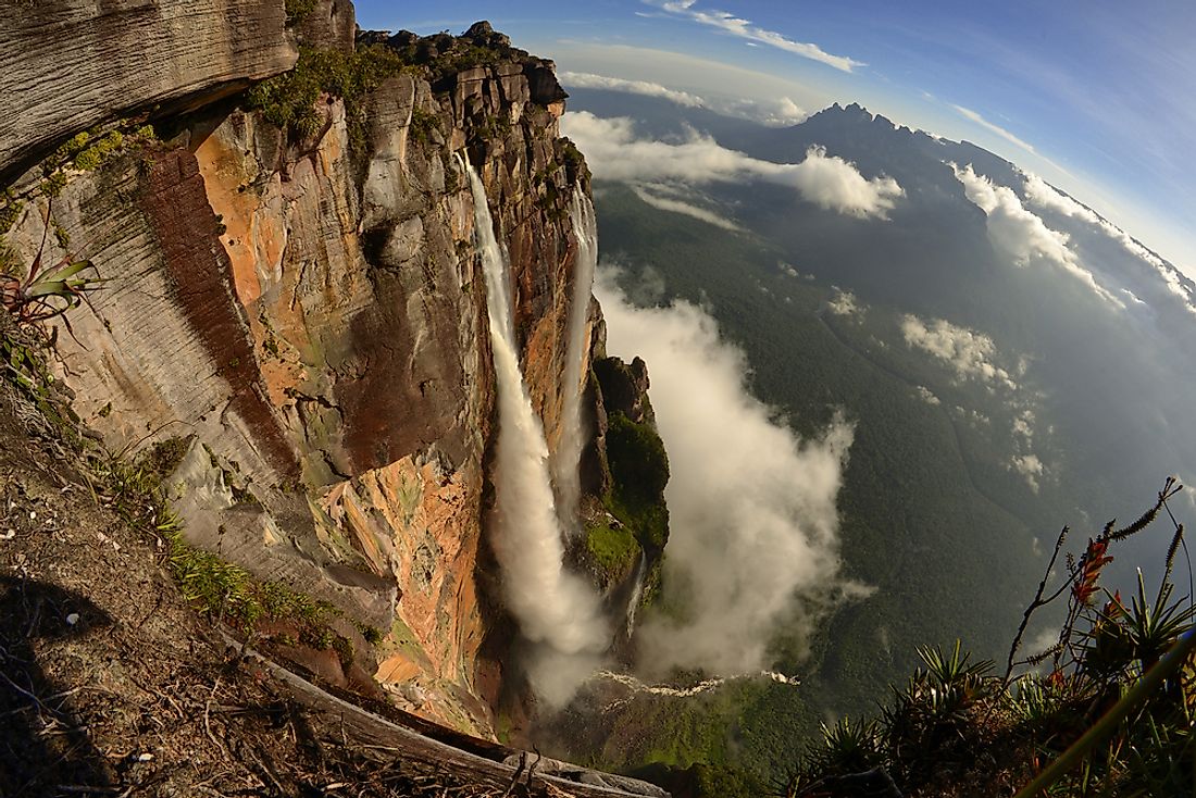 The world's tallest waterfall is the 2,313-foot Angel Falls in Venezuela.