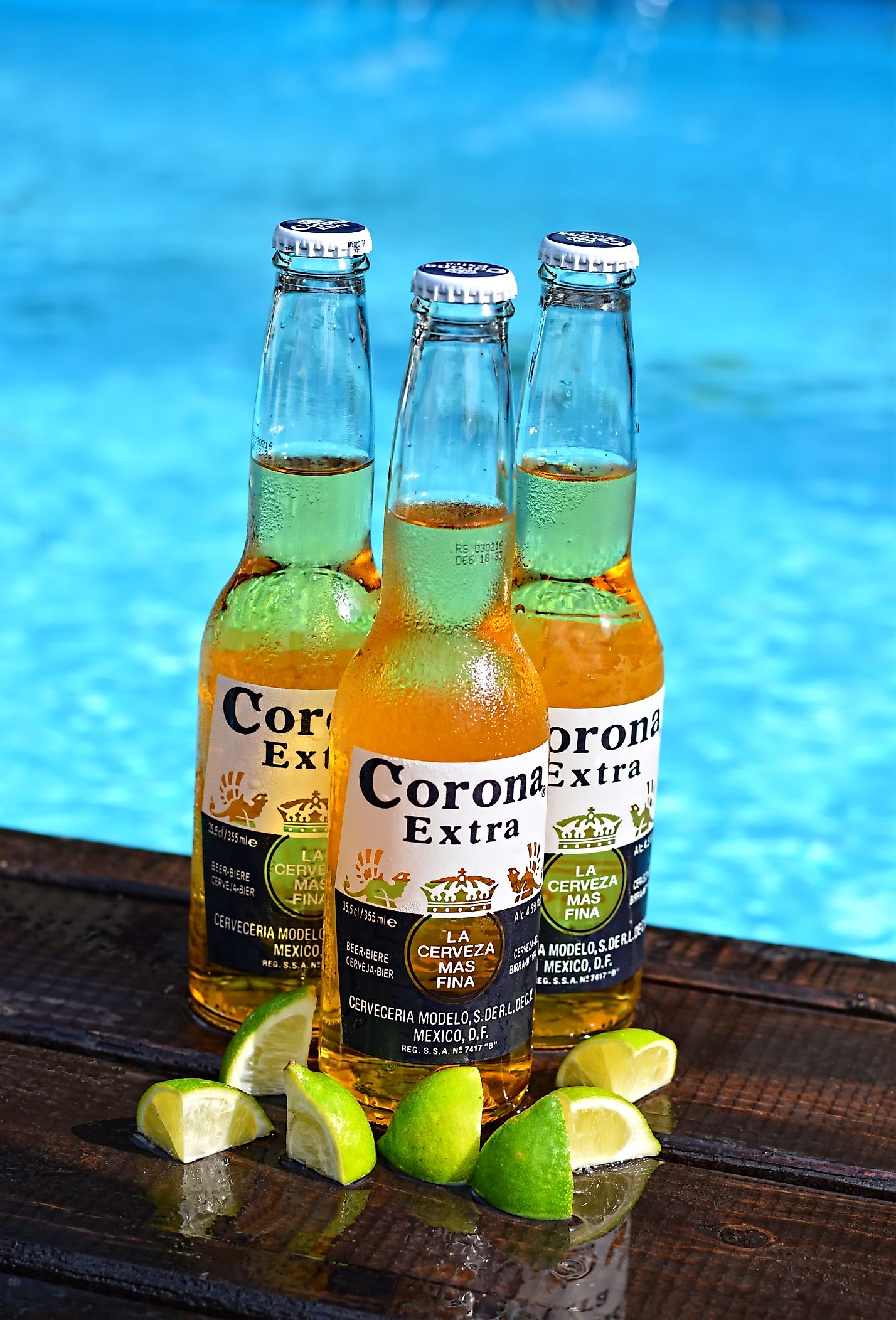 A popular brand of beer produced in Mexico. Mexico is the world's leading exporter of the alcoholic beverage.