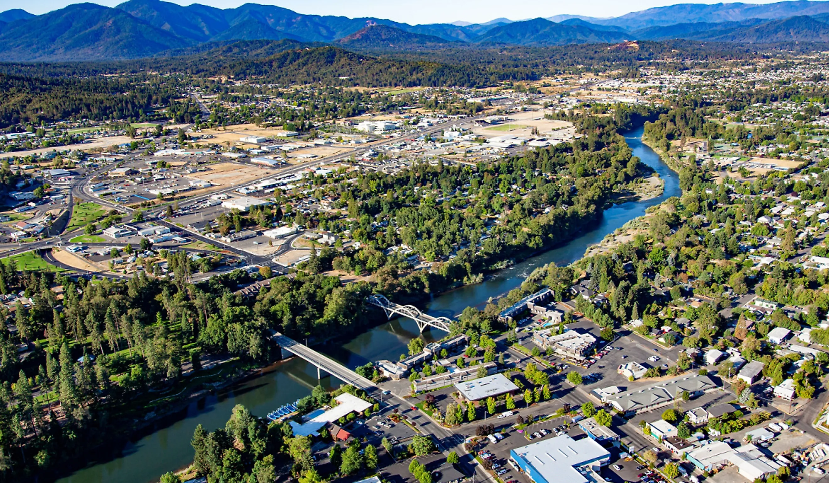 Downtown Grants Pass, and the Rogue River.