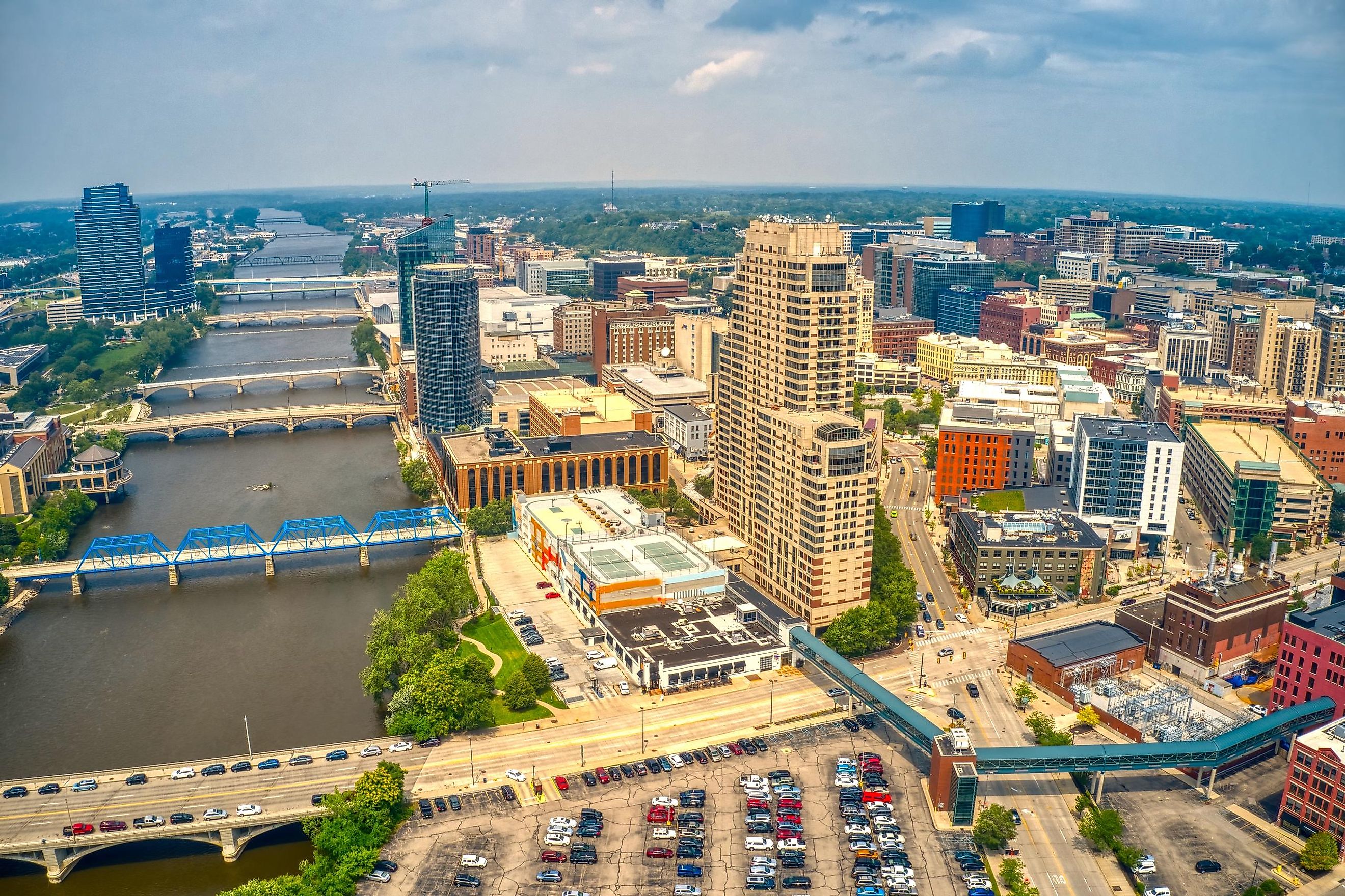 Aerial view of Grand Rapids, Michigan.