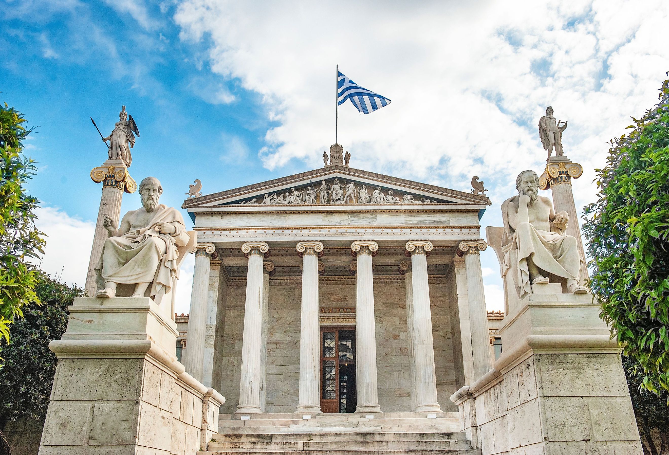 The Academy of Athens, an impressive classic architecture in Athens, Greece.