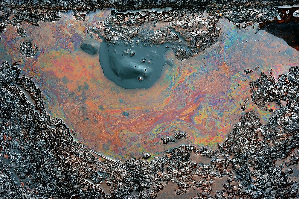 Crude oil contaminating the soil.