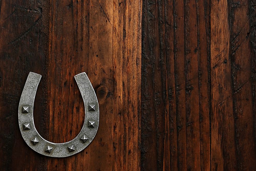 The horseshoe's reputation as a good luck charm is said to have originated in the British Isles.