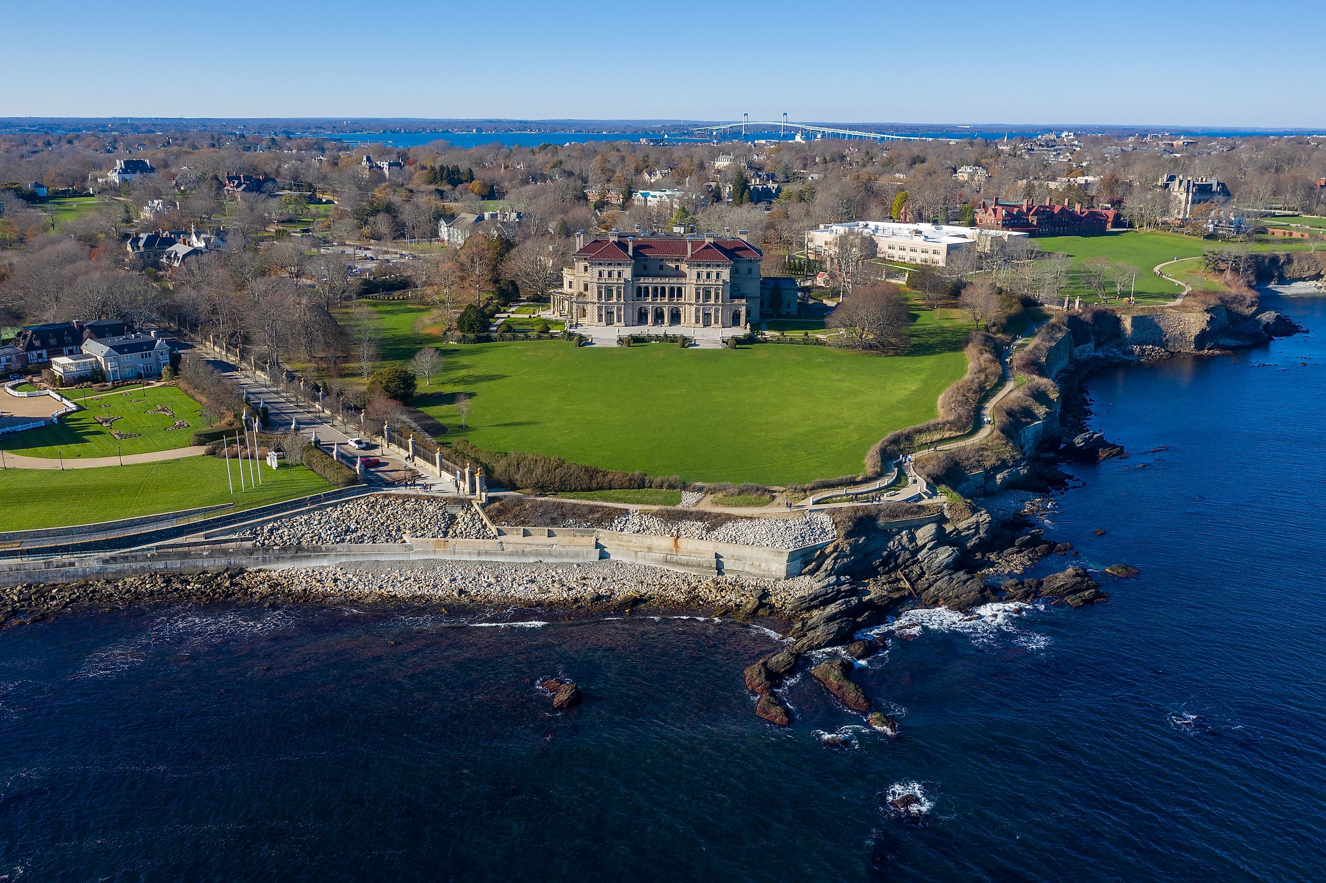 The Breakers and Cliff Walk in Newport, Rhode Island.