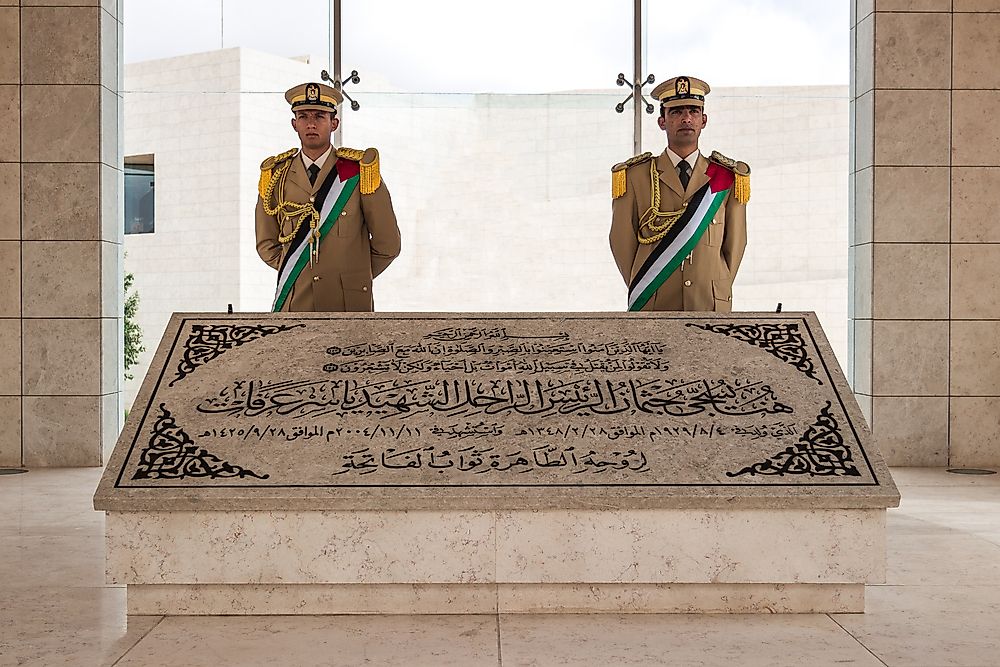 Editorial credit: Andrew V Marcus / Shutterstock.com. Soldiers guard the tomb of Yasser Arafat, the former leader of the PLO from 1969 to 2004.