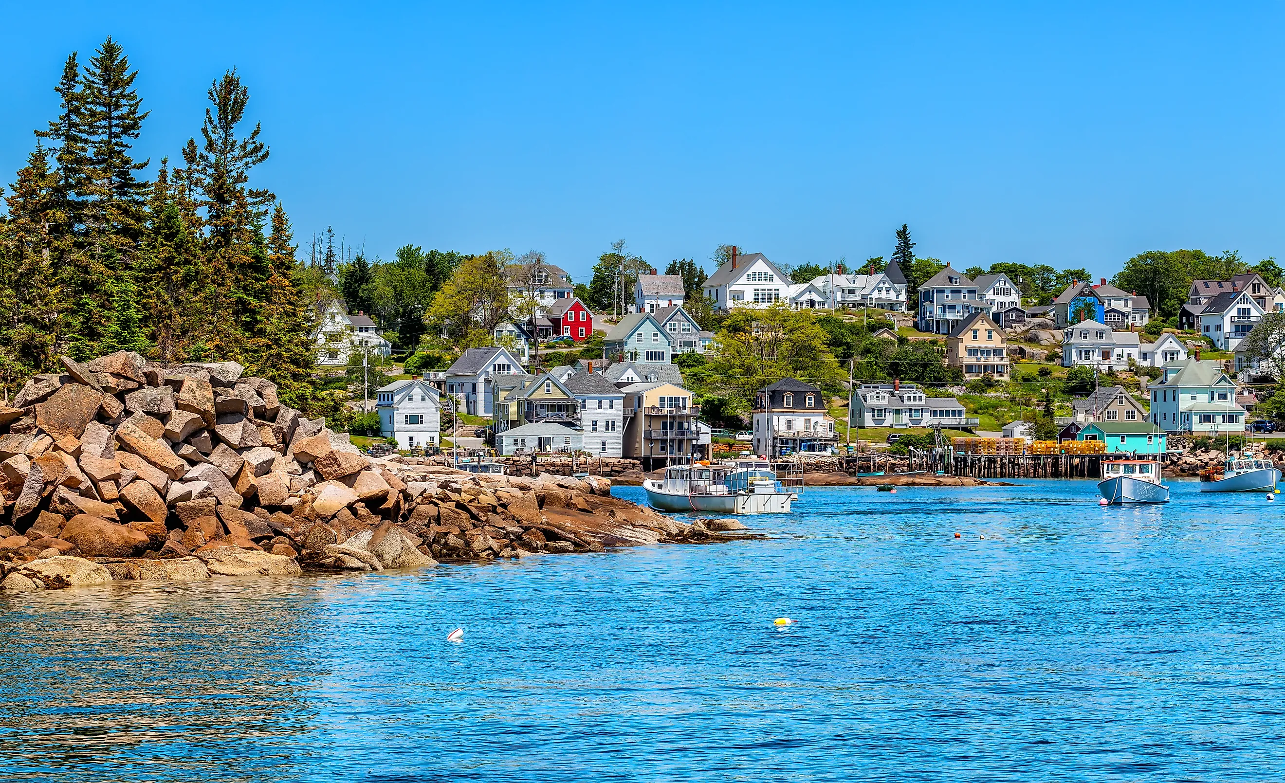 The spectacular waterfront of Stonington, Maine.