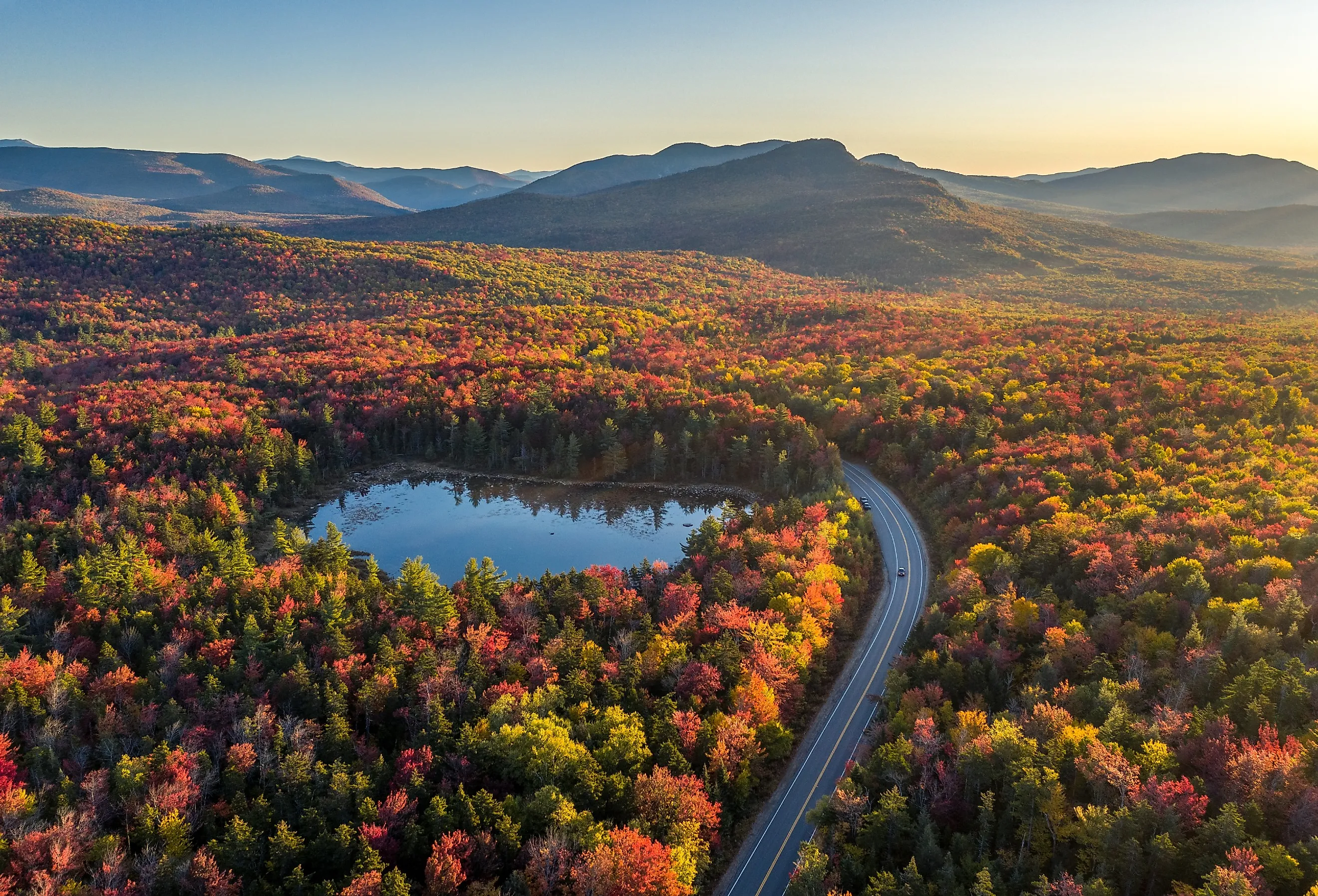 Overlooking the Kancamagus Highway, White Mountains, New Hampshire in fall.