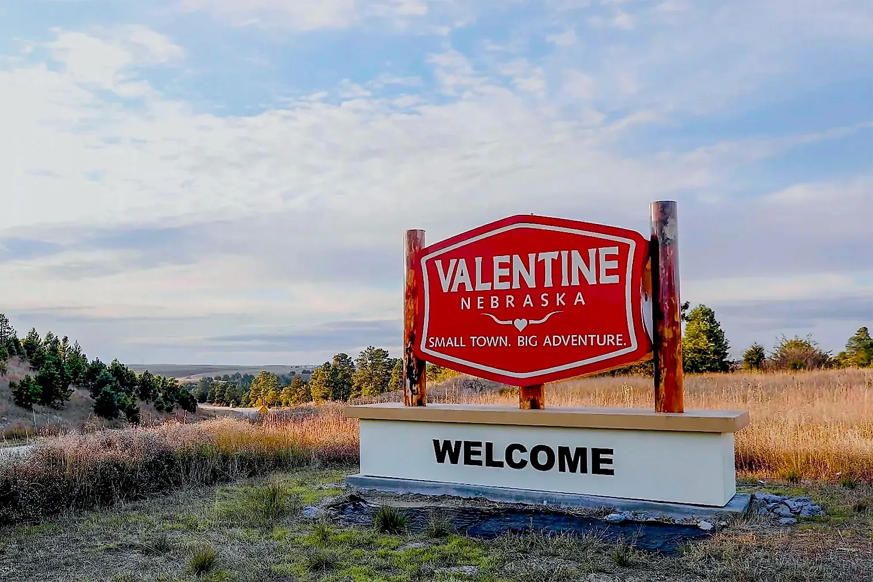 Valentine, Nebraska. Welcome Sign.