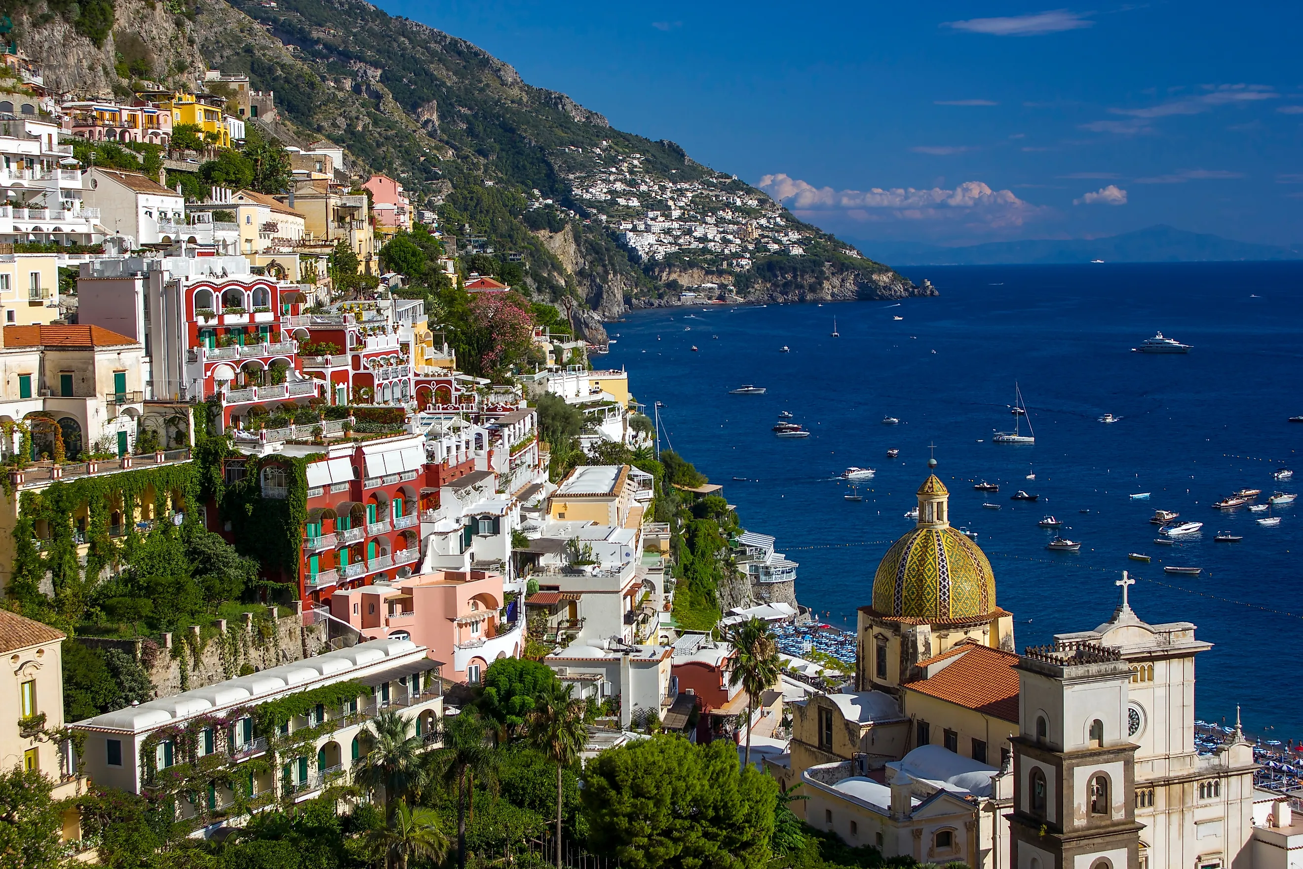 Aerial view of Positano, Italy.
