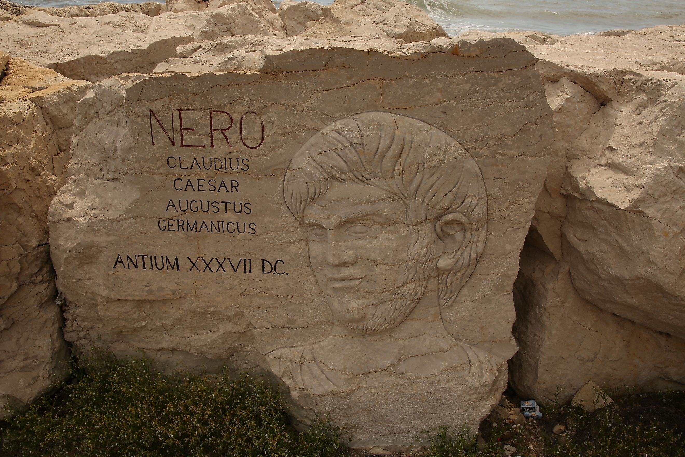 A carving of Nero. Via Shutterstock / Betophoto.