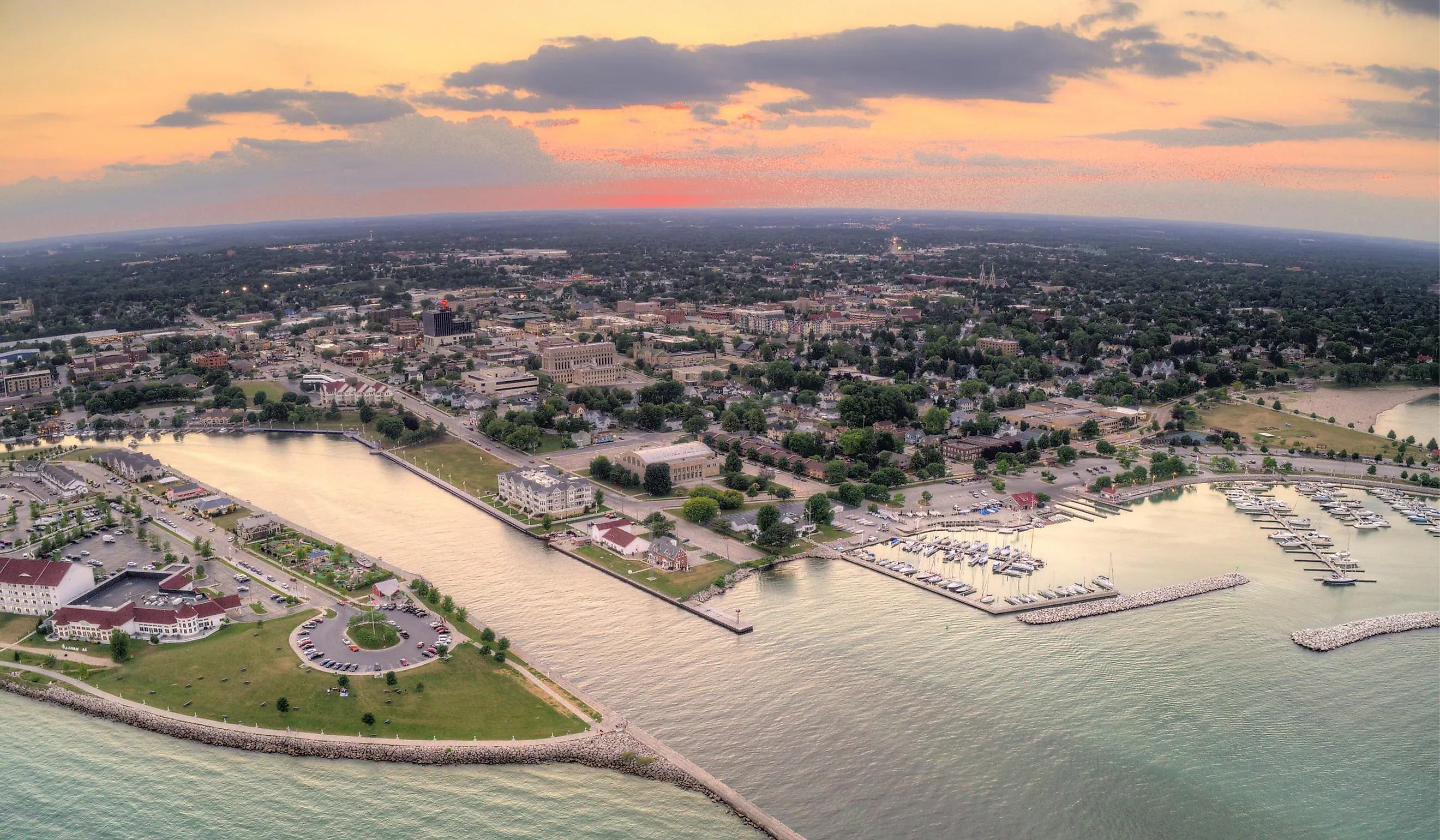 Aerial view of Sheboygan, Wisconsin.