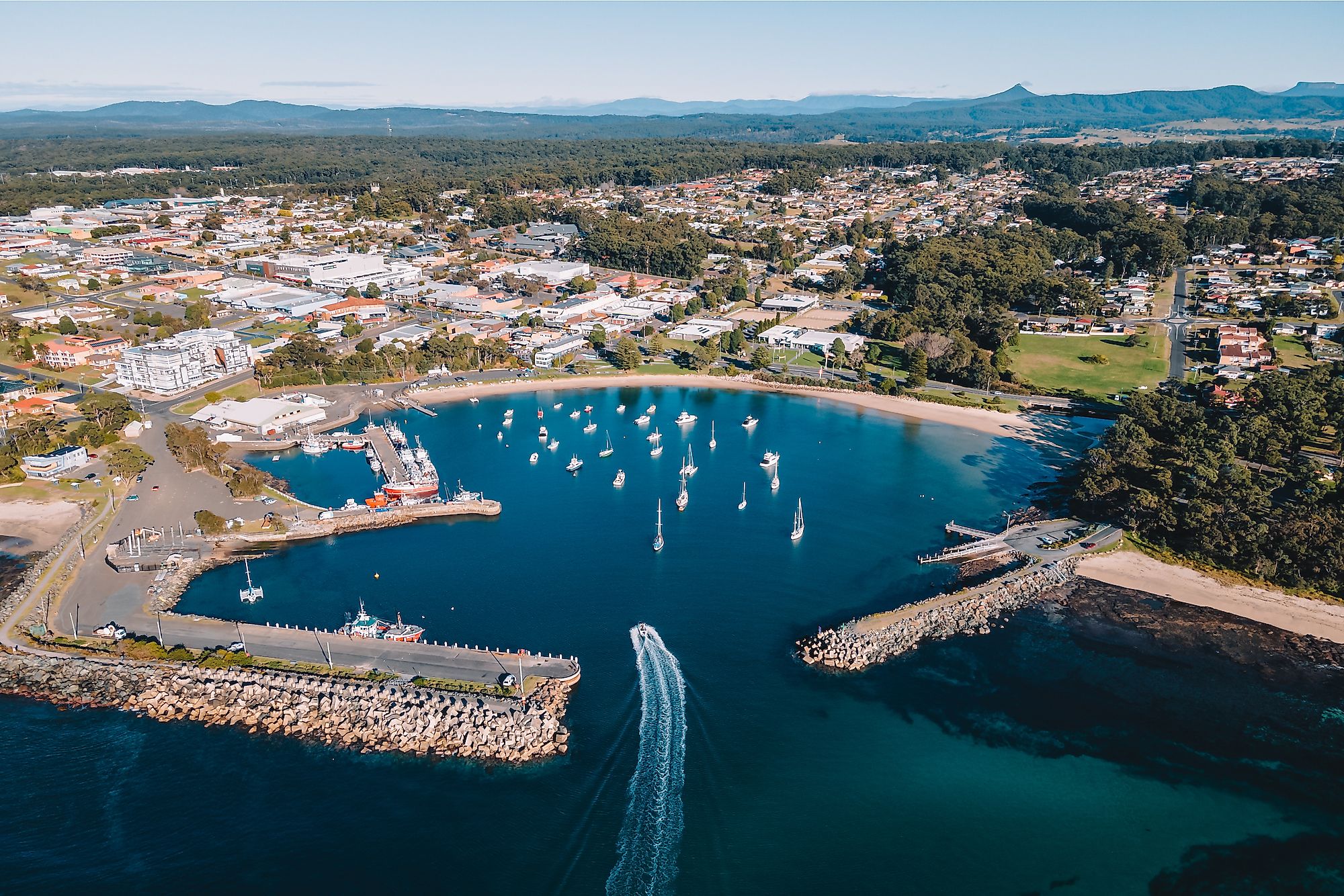 Ulladulla harbour during the day.