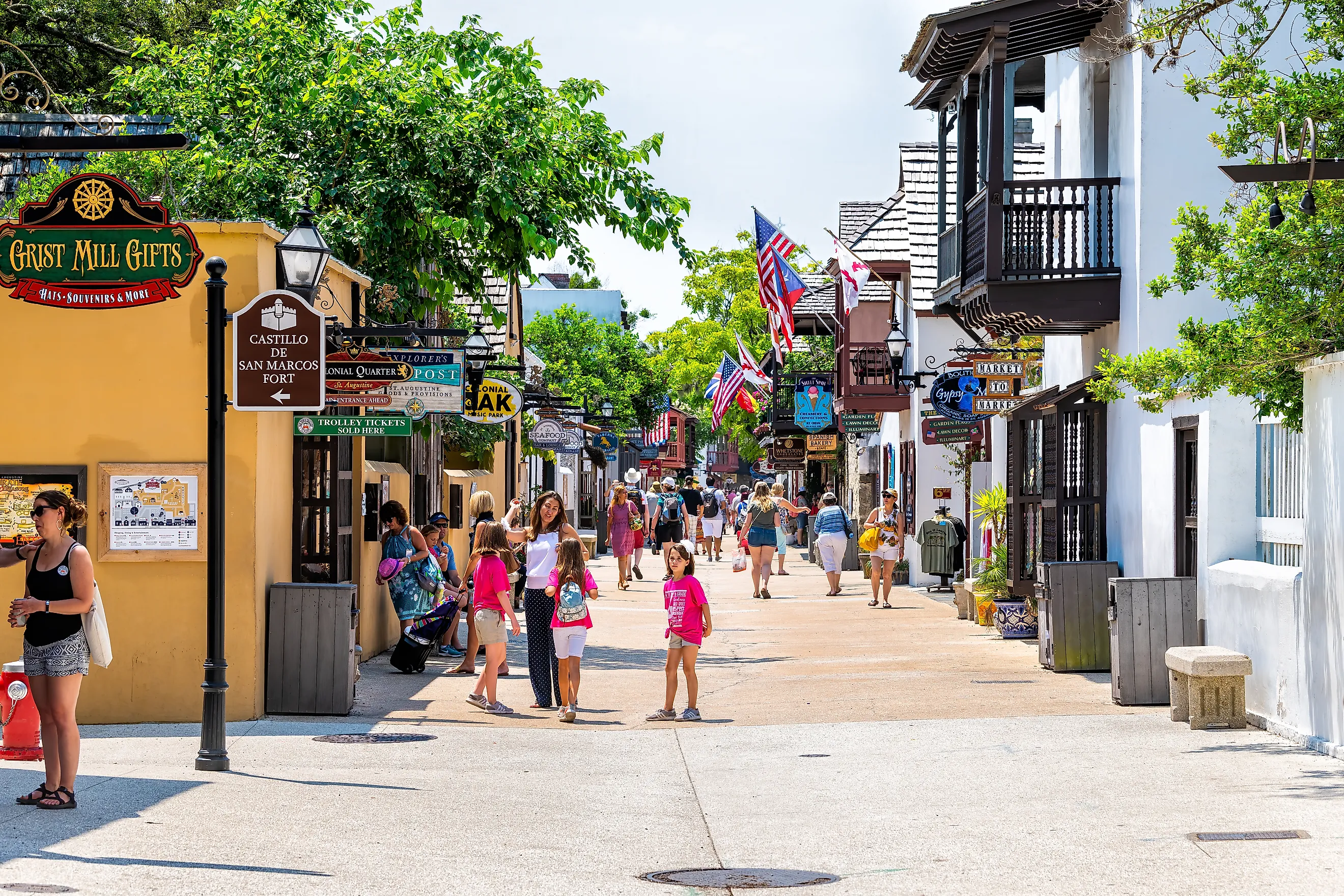 people walking on George Street in downtown St. Augustine, Florida, via Andriy Blokhin / Shutterstock.com