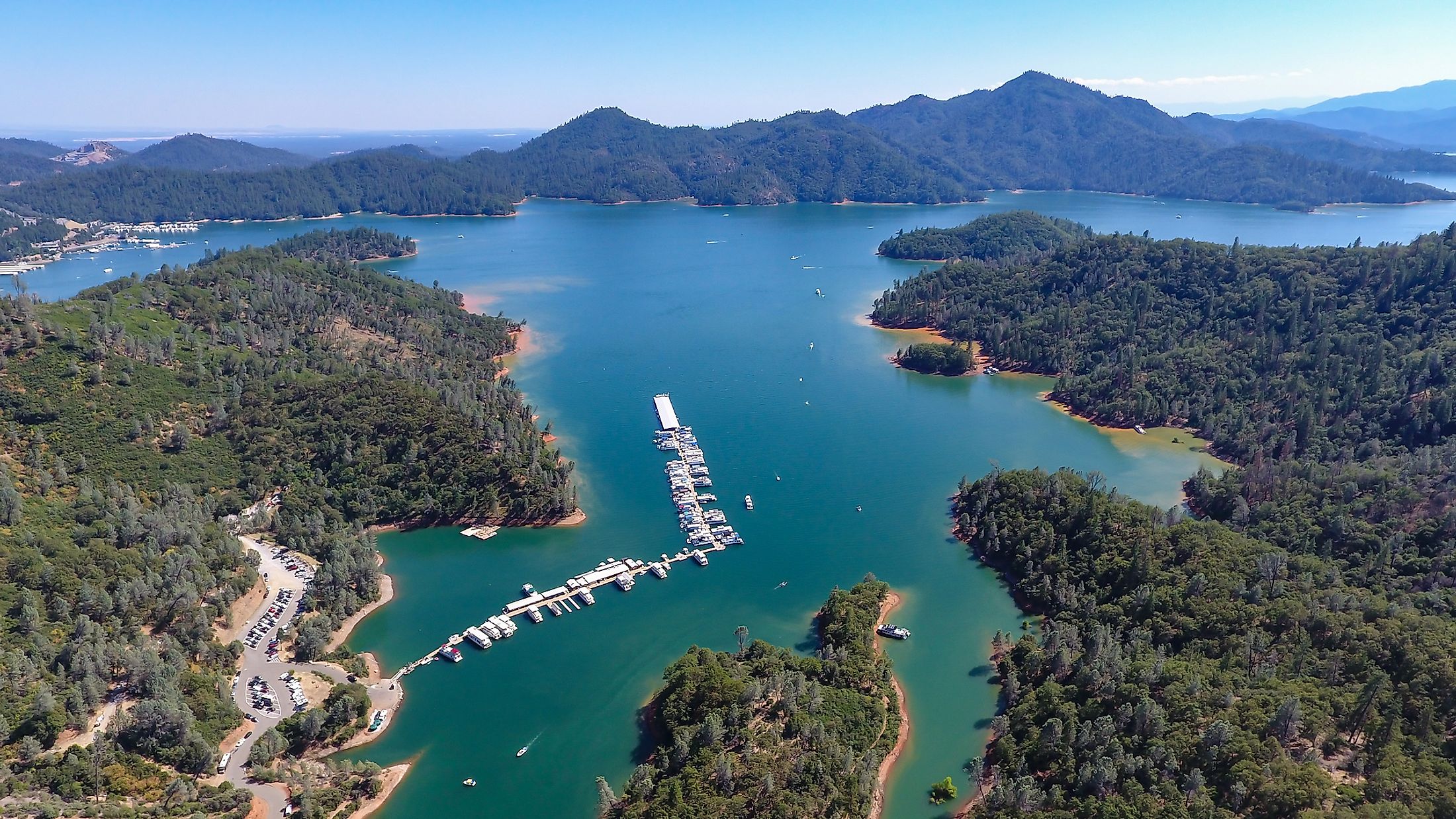 Aerial view of Lake Shasta in Northern California. 