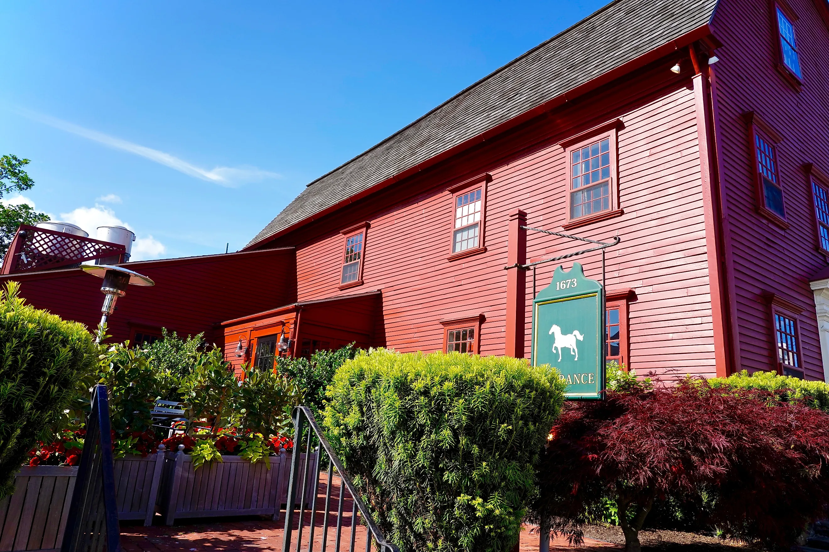 Constructed in 1673 by English immigrant Francis Brindley, Newport's historic White Horse Tavern is believed to be the oldest tavern building in the U.S. Editorial credit: George Wirt / Shutterstock.com
