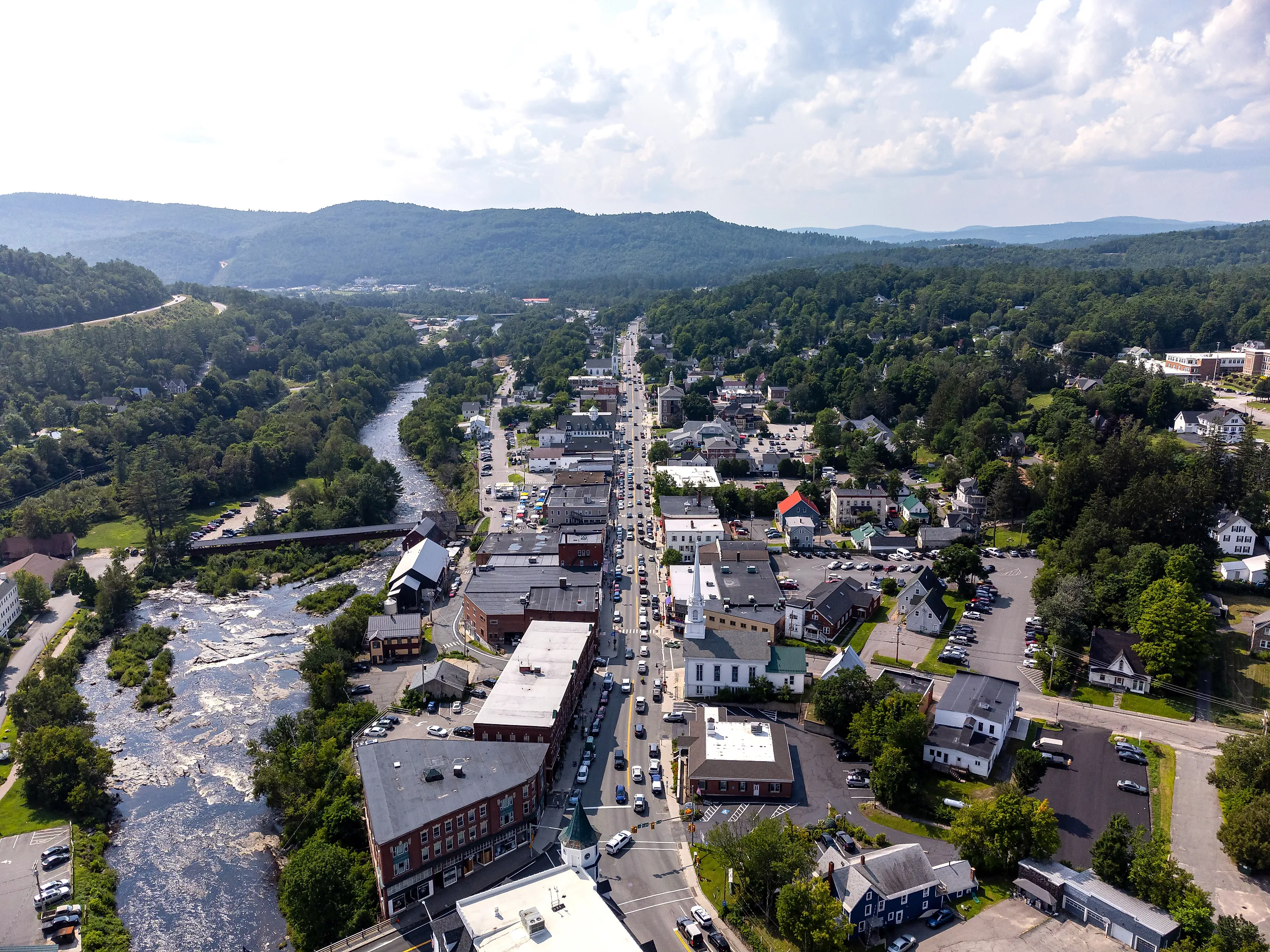 Aerial view of downtown Littleton, New Hampshire.