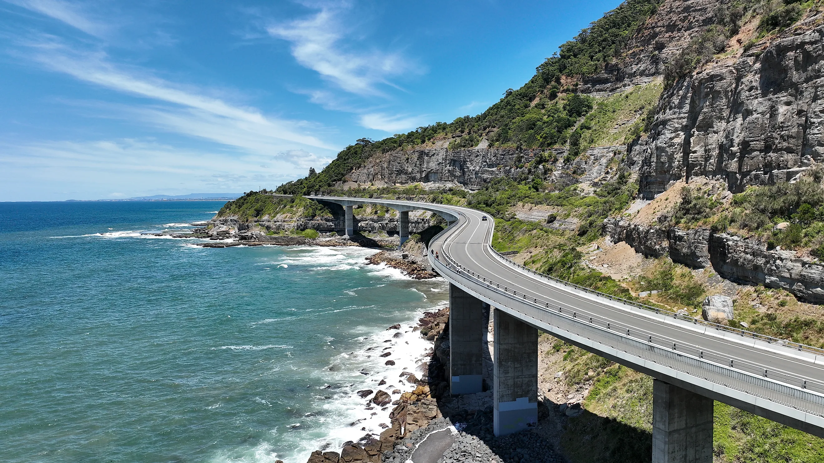 Aerial view of Sea Cliff Bridge, New South Wales.