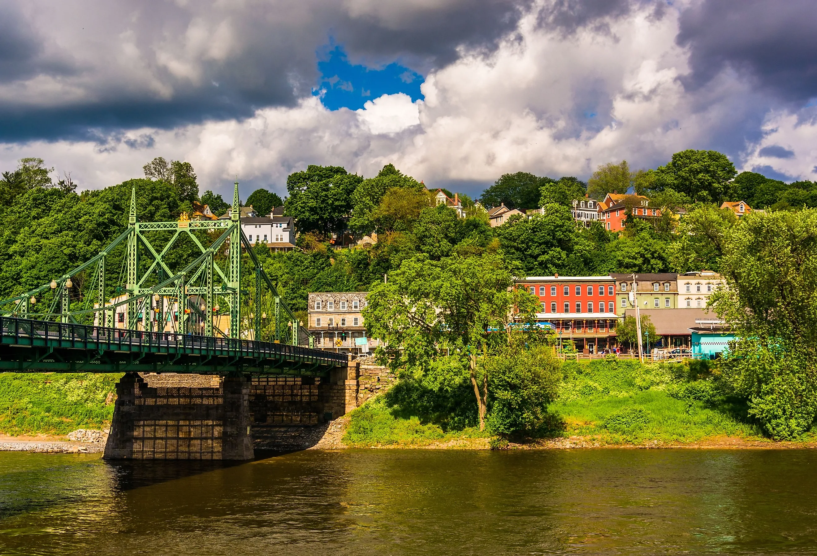 The Northampton Street Bridge over the Delaware River, and Phillipsburg, New Jersey.