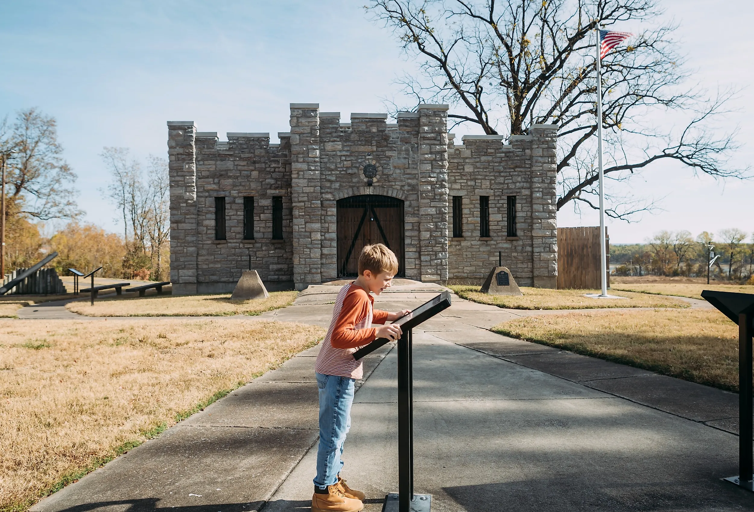 Child reading sign at historic Fort D in Cape Girardaeu, Missouri. Image credit Cavan-Images via Shutterstock