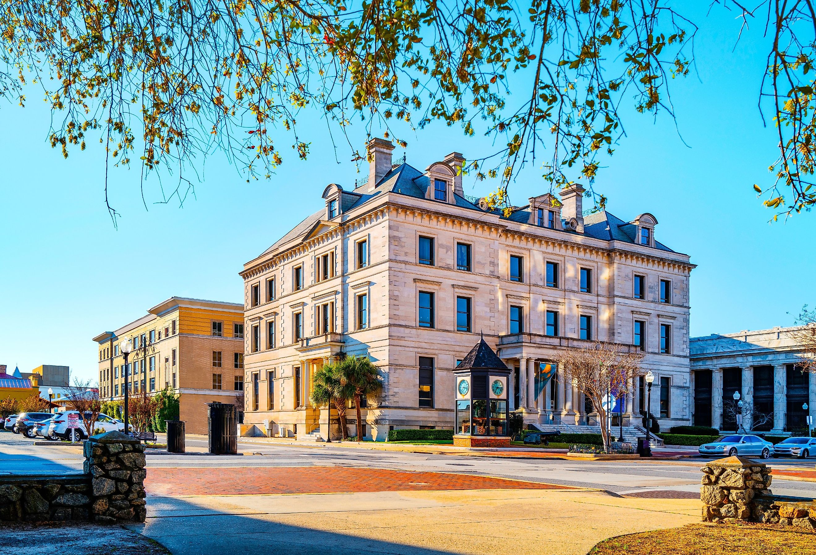 Pensacola City and the historic buildings of Escambia County Courthouse in Florida.