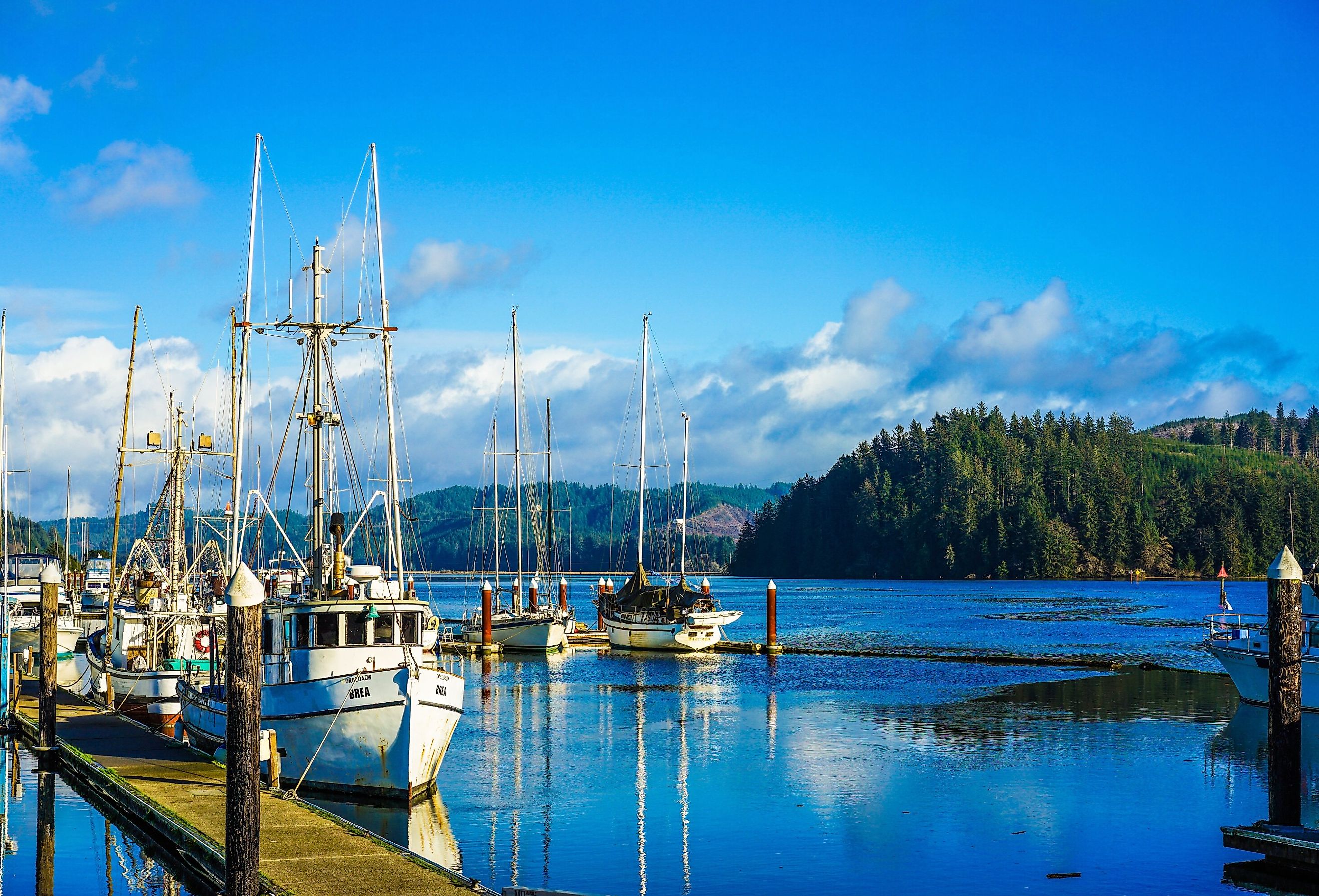 Small fishing harbor in Florence, Oregon. Image credit NeungPH via Shutterstock