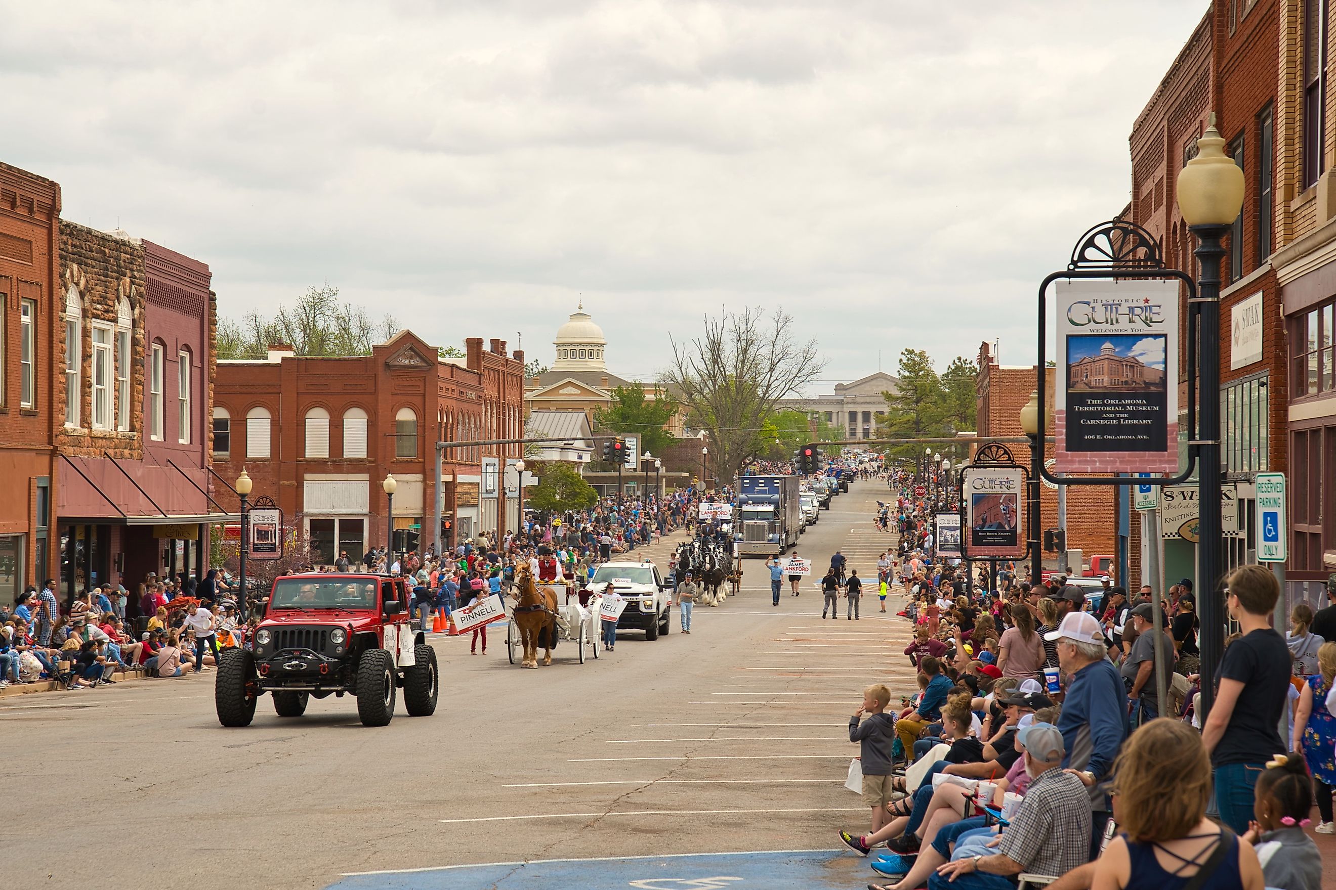 A parade in Guthrie, Oklahom. Editorial credit: Andreas Stroh / Shutterstock.com.