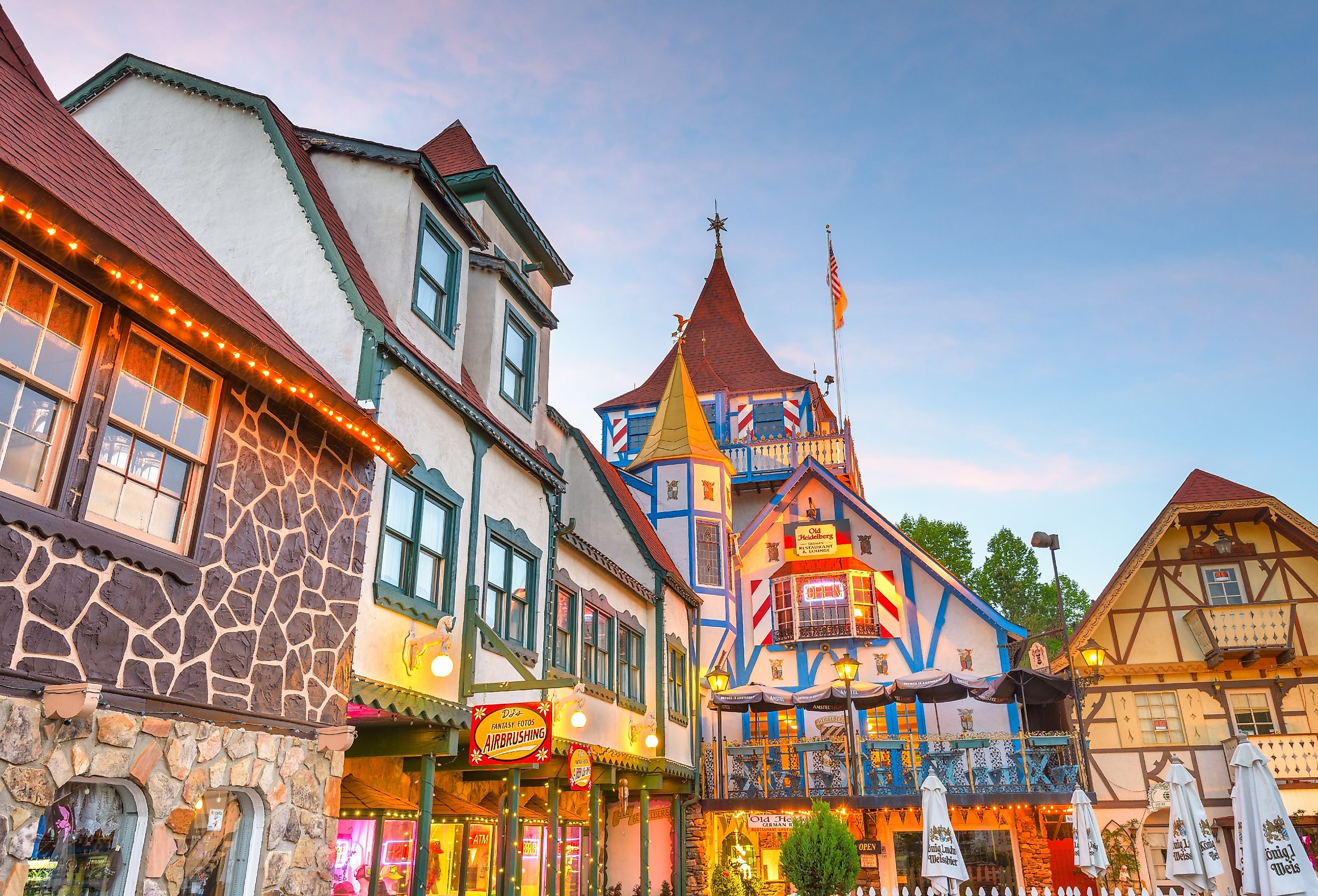 Helen, Georgia, a replica of a Bavarian alpine town catering mainly to tourism and the German style architecture. Image credit Sean Pavone via Shutterstock
