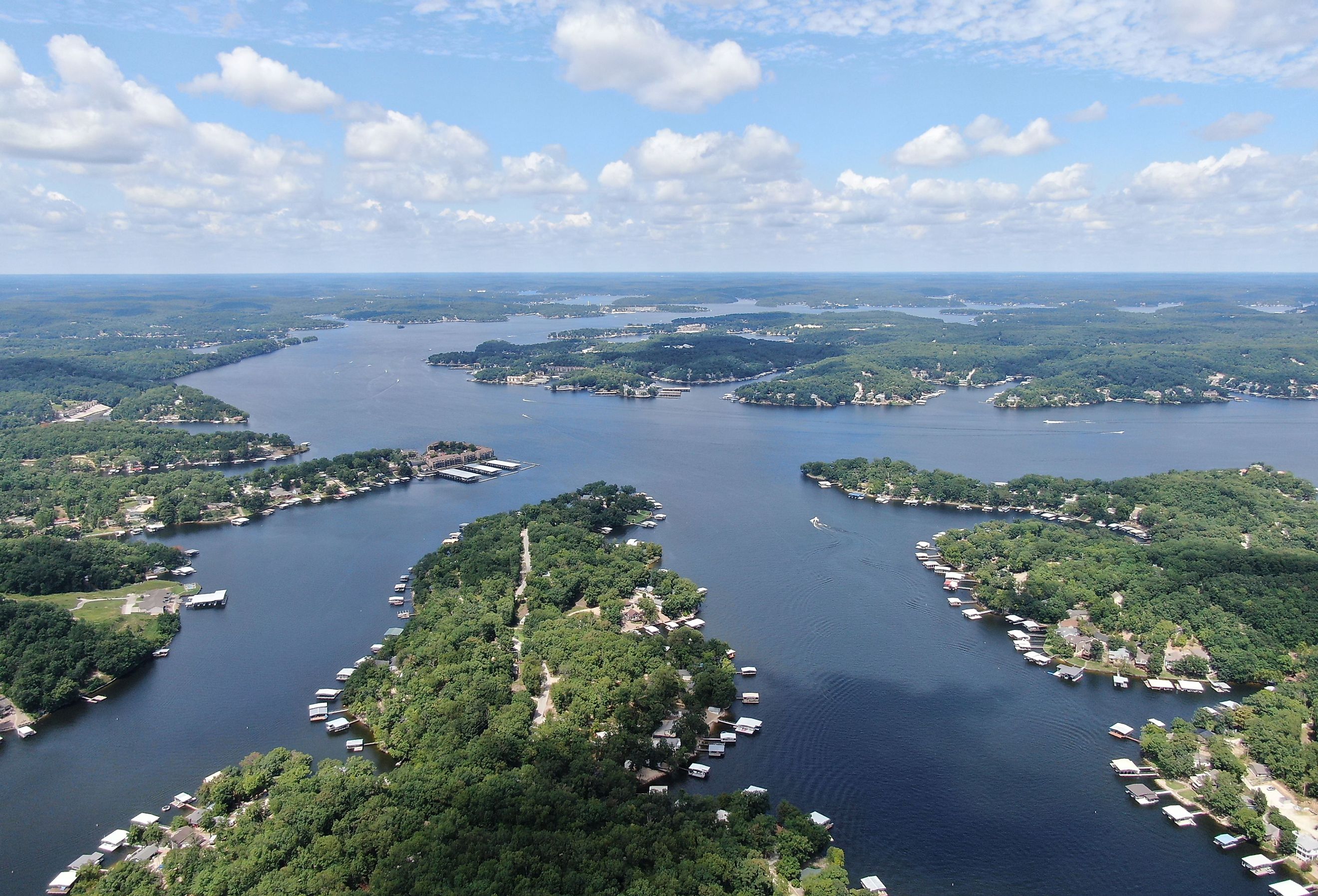 Aerial view of Lake of the Ozark in Missouri.