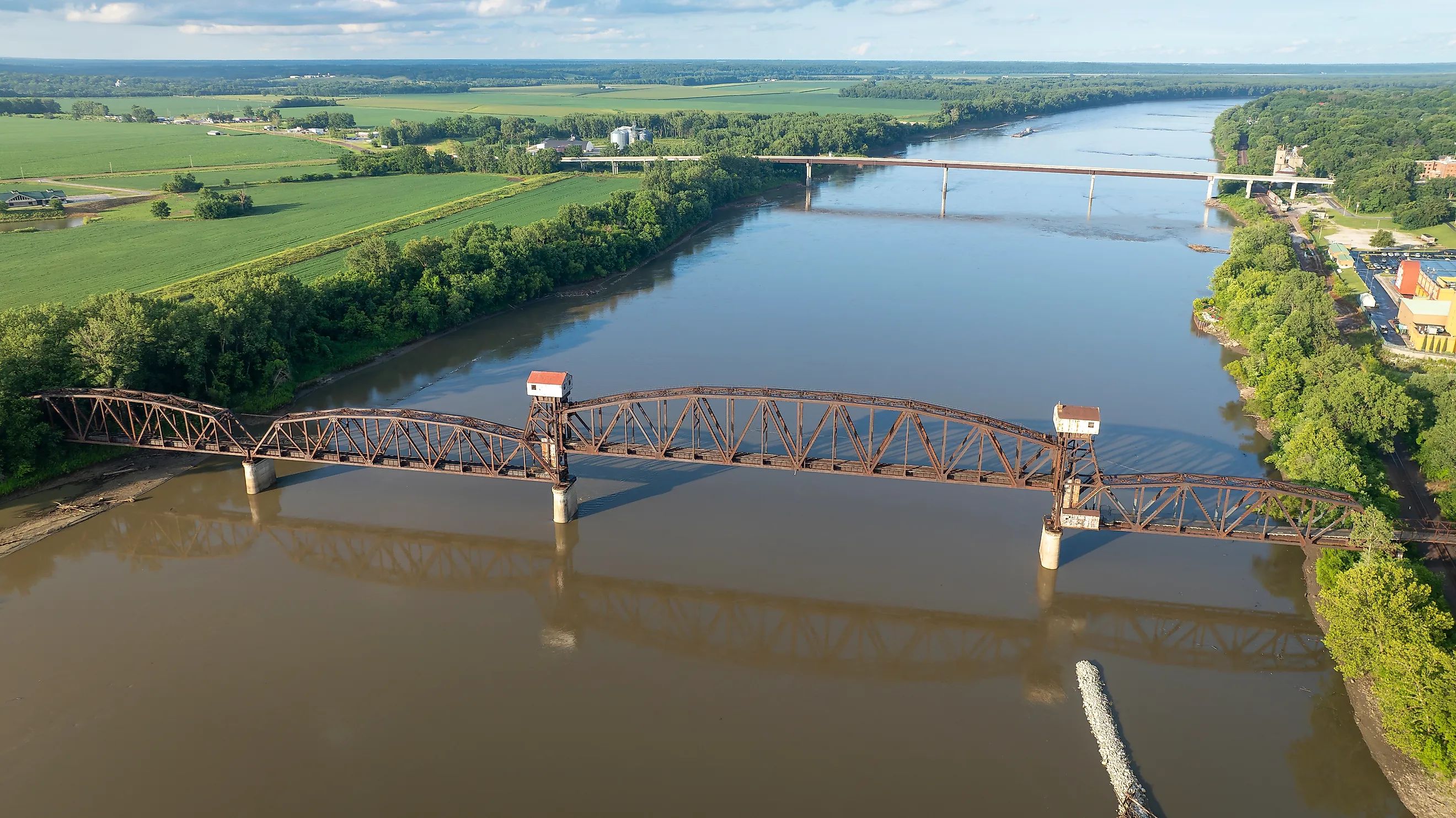 Historic railroad Katy Bridge over Missouri River in Boonville, Missouri